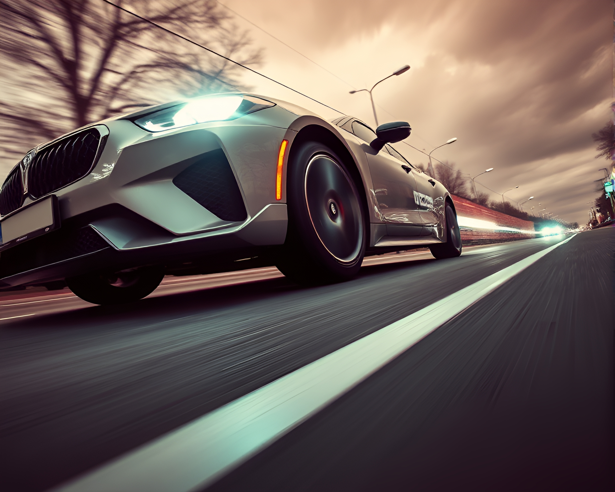 Futuristic Hover Car in Triadic Colors Low-Angle Shot – free AI stock image