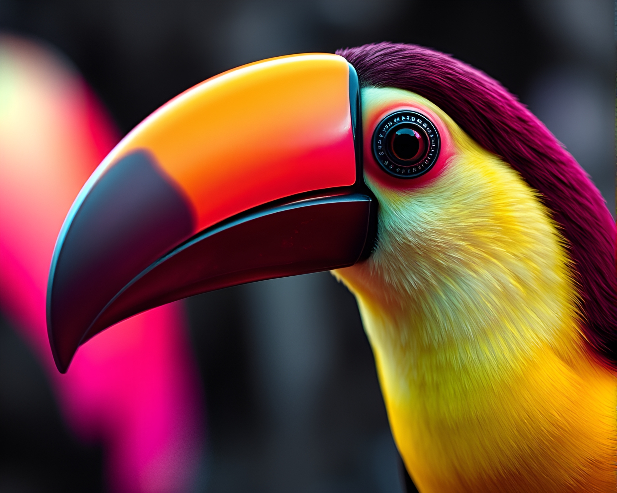 Vibrant Toucan in Duotone Neon Glow – free AI stock image