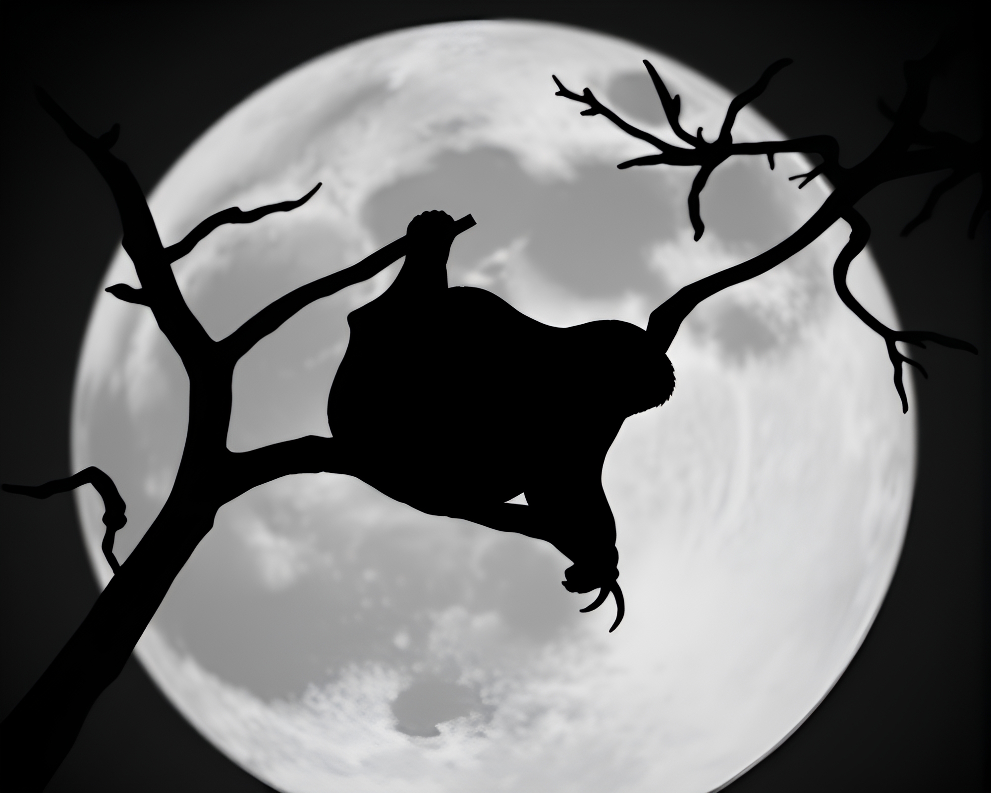 Moonlit Sloth in Silhouette Among Fabric Folds – free AI stock image