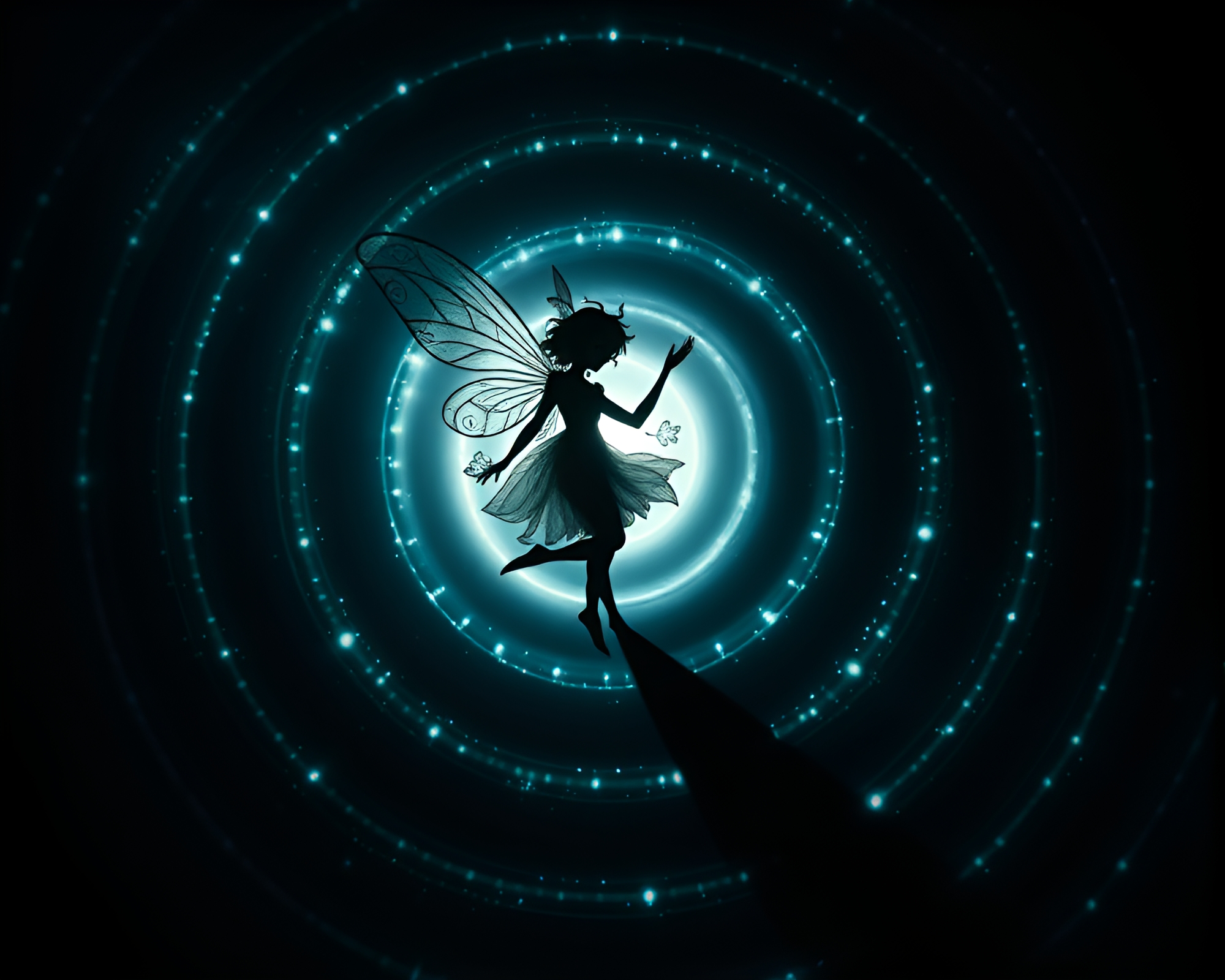 Fairy Rings: Bioluminescent Beauty in Shadowed Woods – free AI stock image