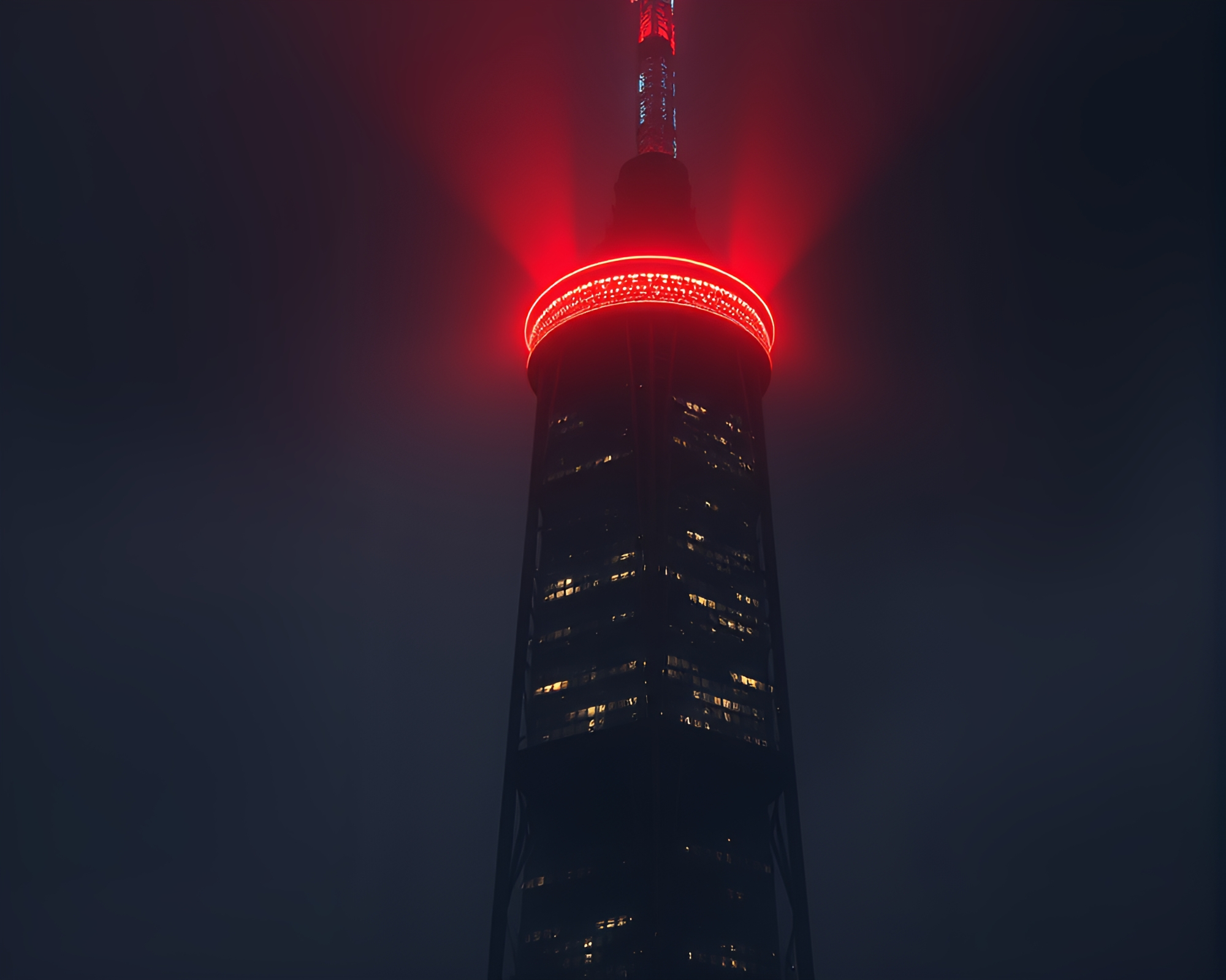 Tower of Digital Noise and Shadows Illuminated – free AI stock image