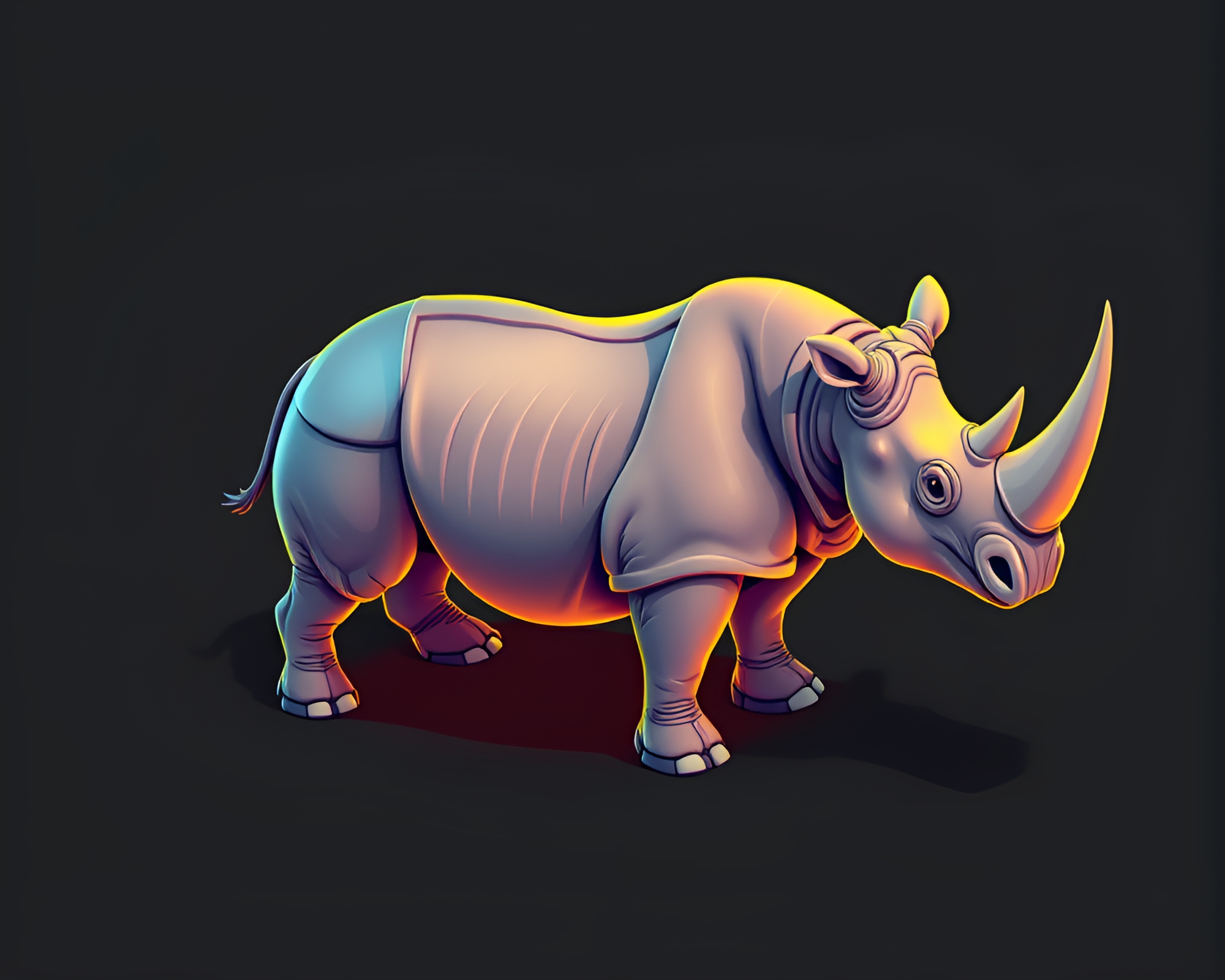 Rhinoceros in Isometric Illustration with Leading Lines – free AI stock image