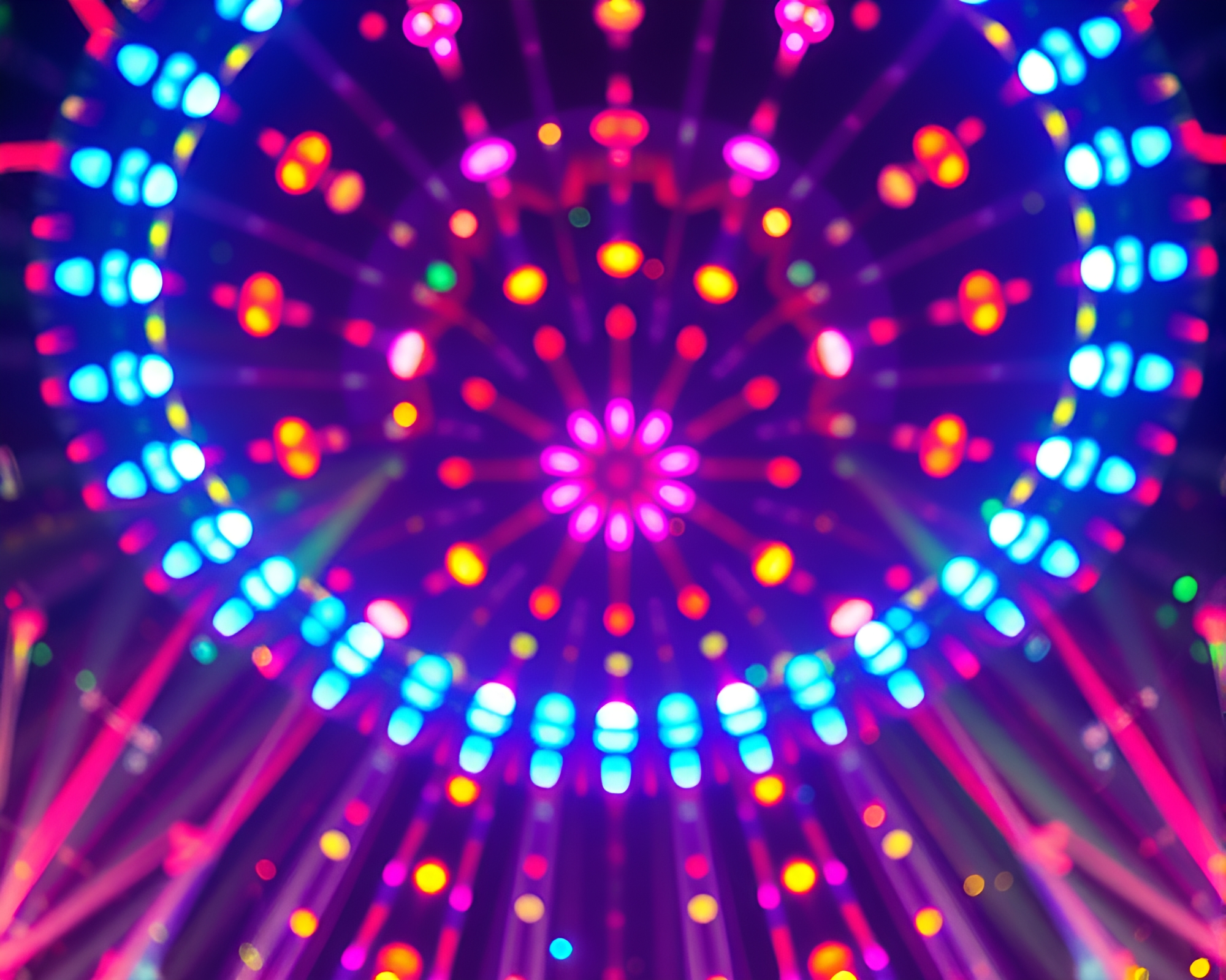 Vibrant Kaleidoscope Carnival Lights Show – free AI stock image