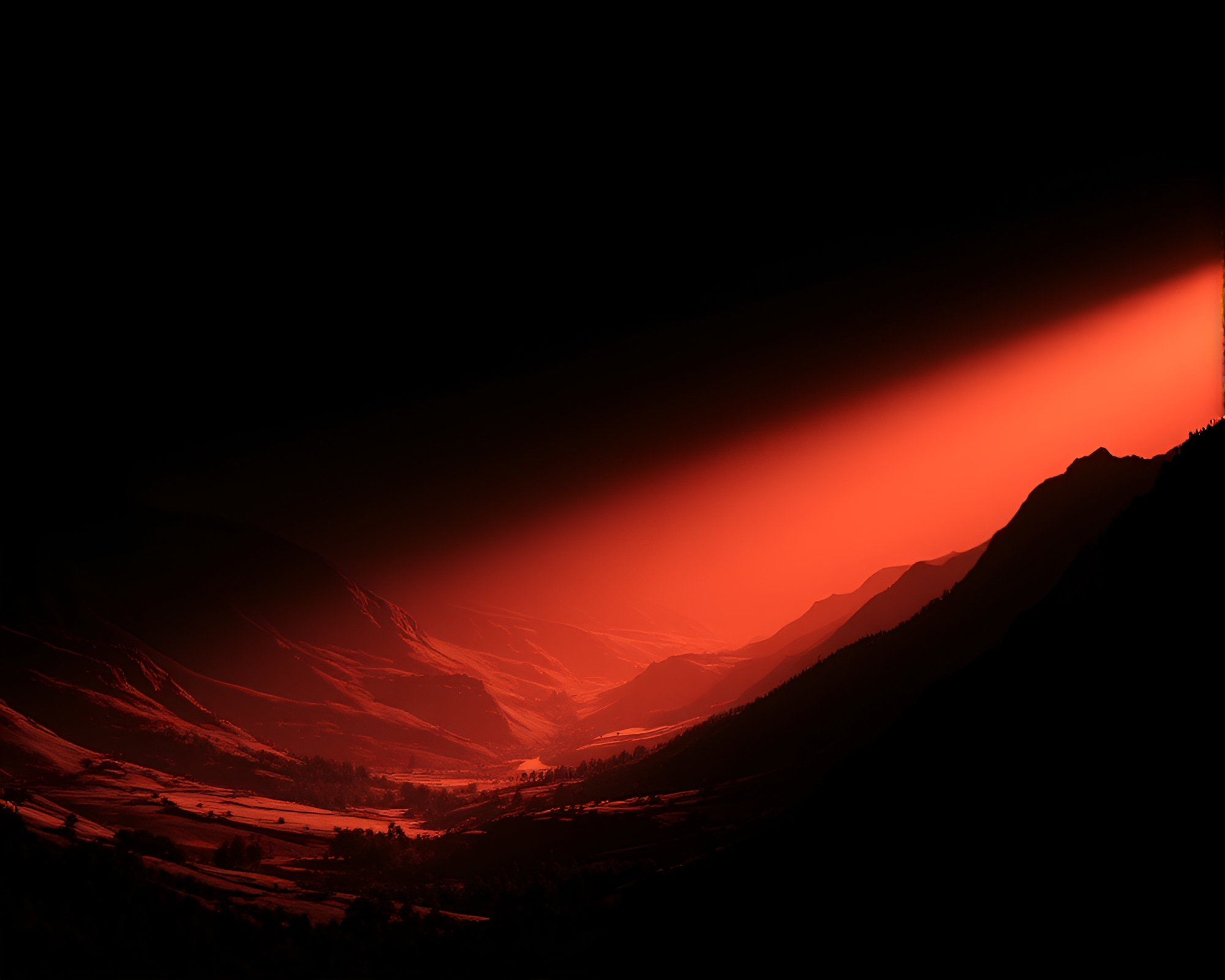 Valley of Shadows: Crosshatched CGI Dramatic Scene – free AI stock image