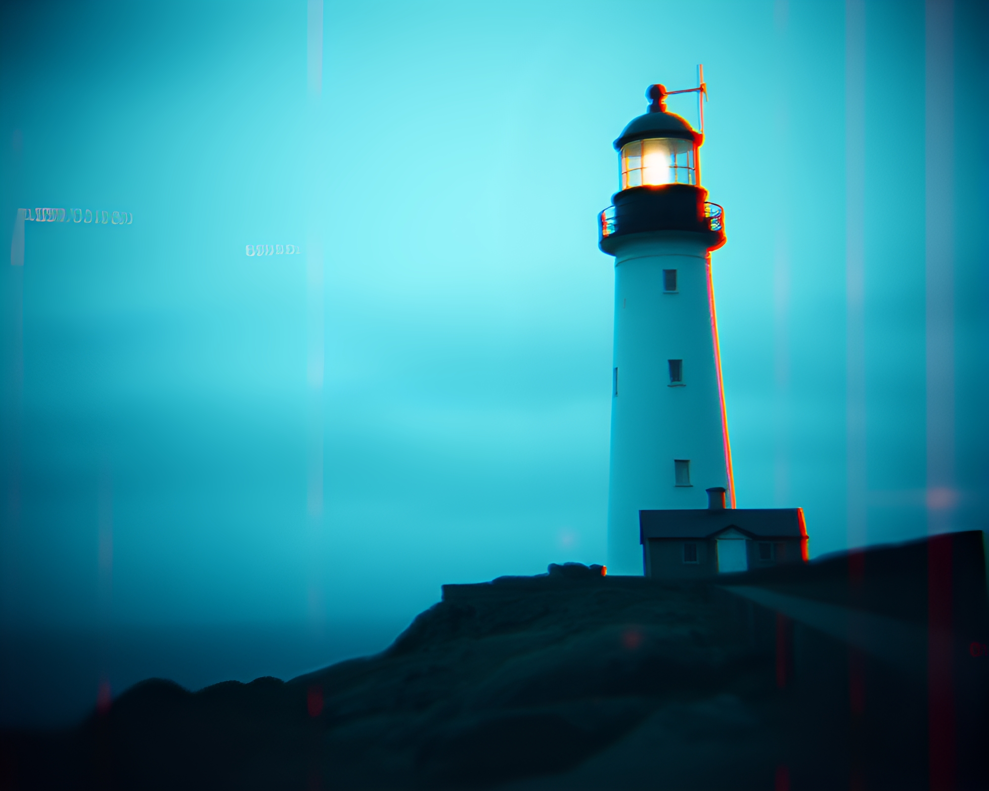 Glitch Lighthouse in Stained Glass, Underexposed Mood – free AI stock image