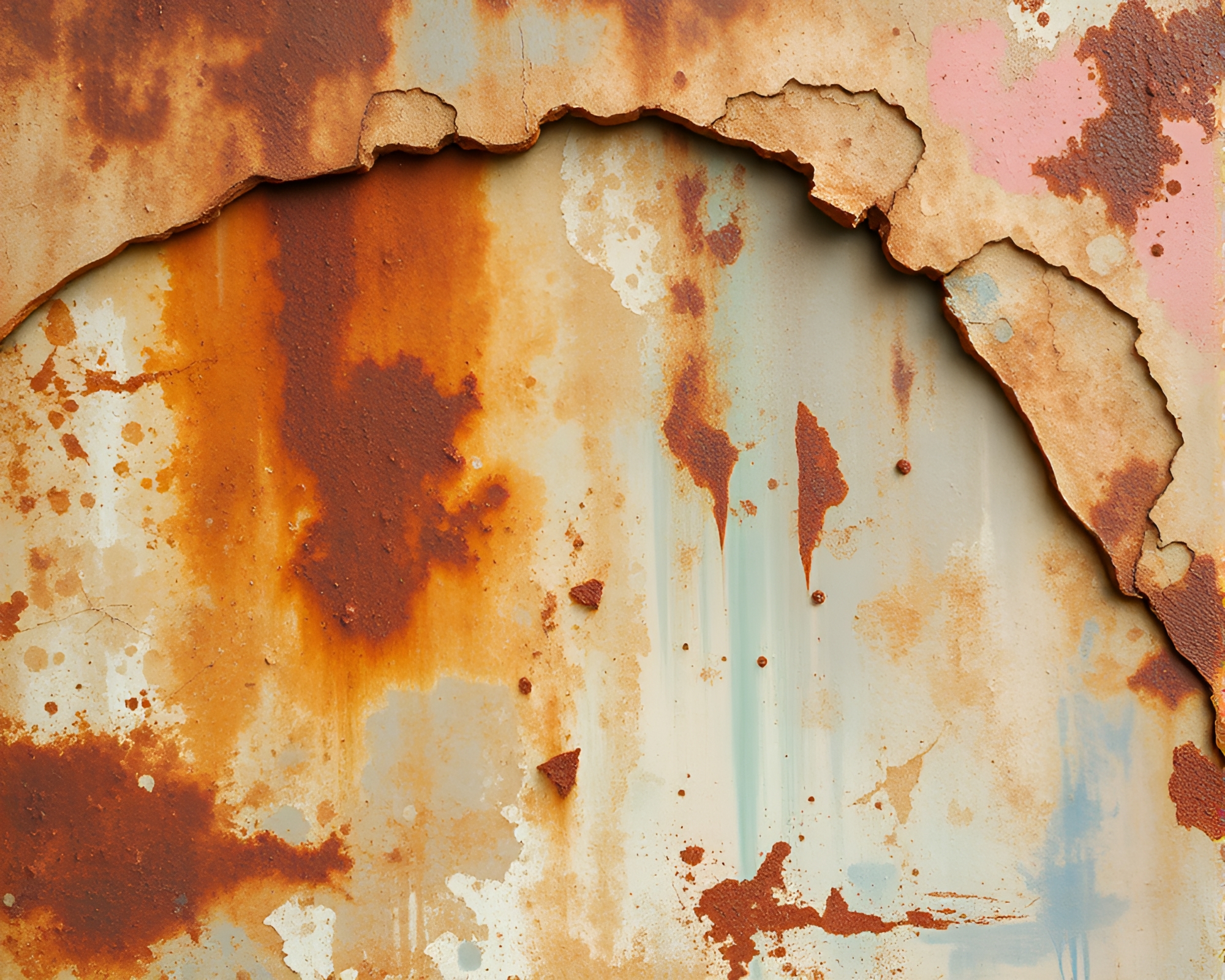 Ancient Rust Patina Cave Painting in Soft Pastel Screen Print – free AI stock image