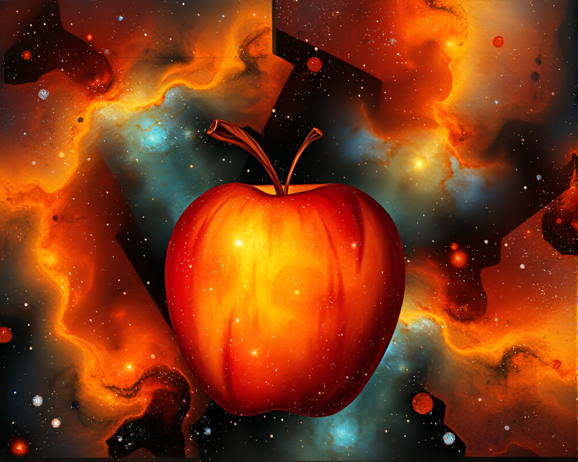 Galaxy-inspired Apple Cider Collage Close-Up – free AI stock image