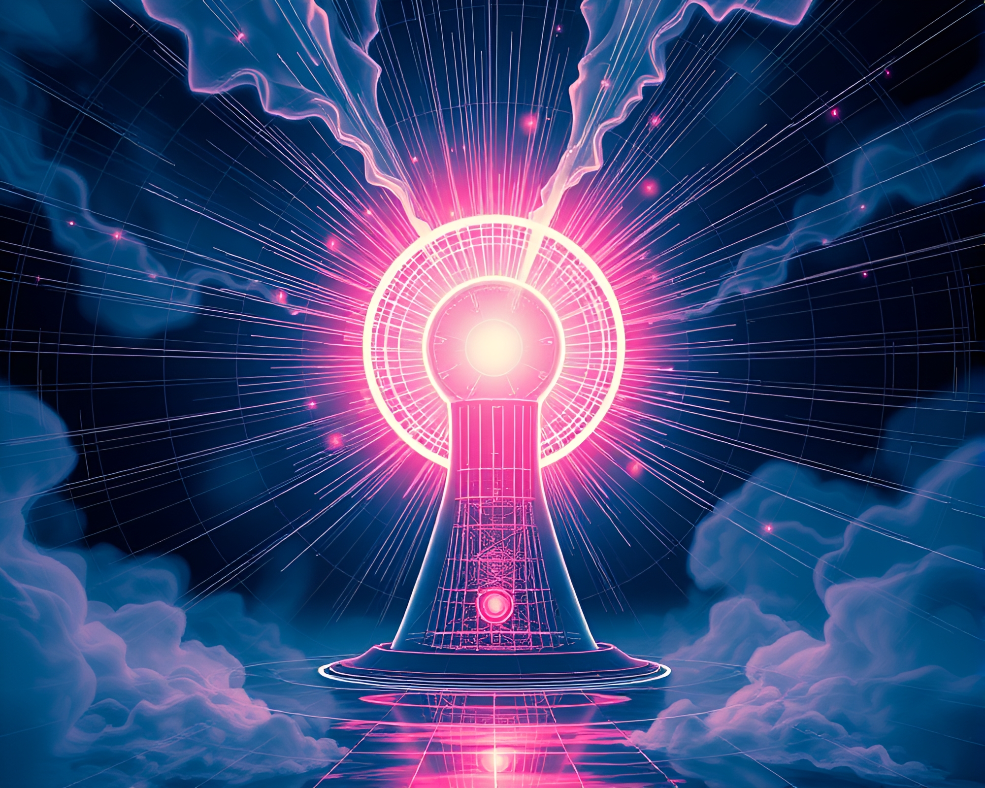 Zero-point Energy Reactor Experiment in Distorted Lens Composition – free AI stock image