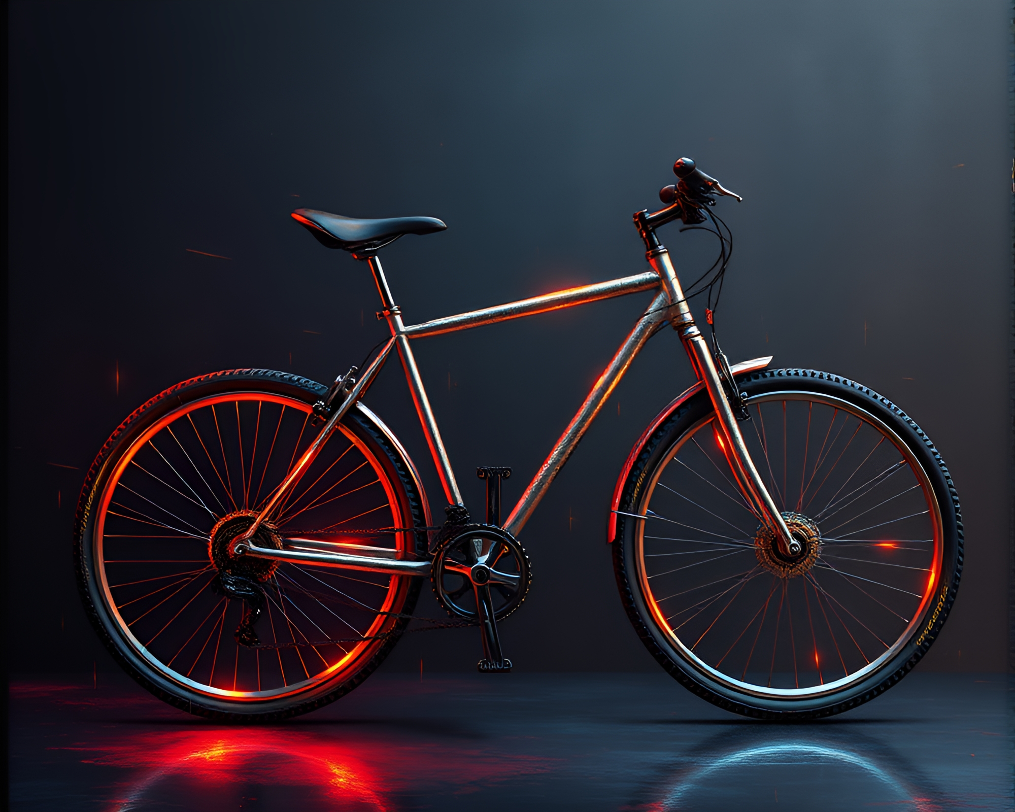 Artistic Bicycle with Triadic Color Scheme and Metallic Scratches – free AI stock image