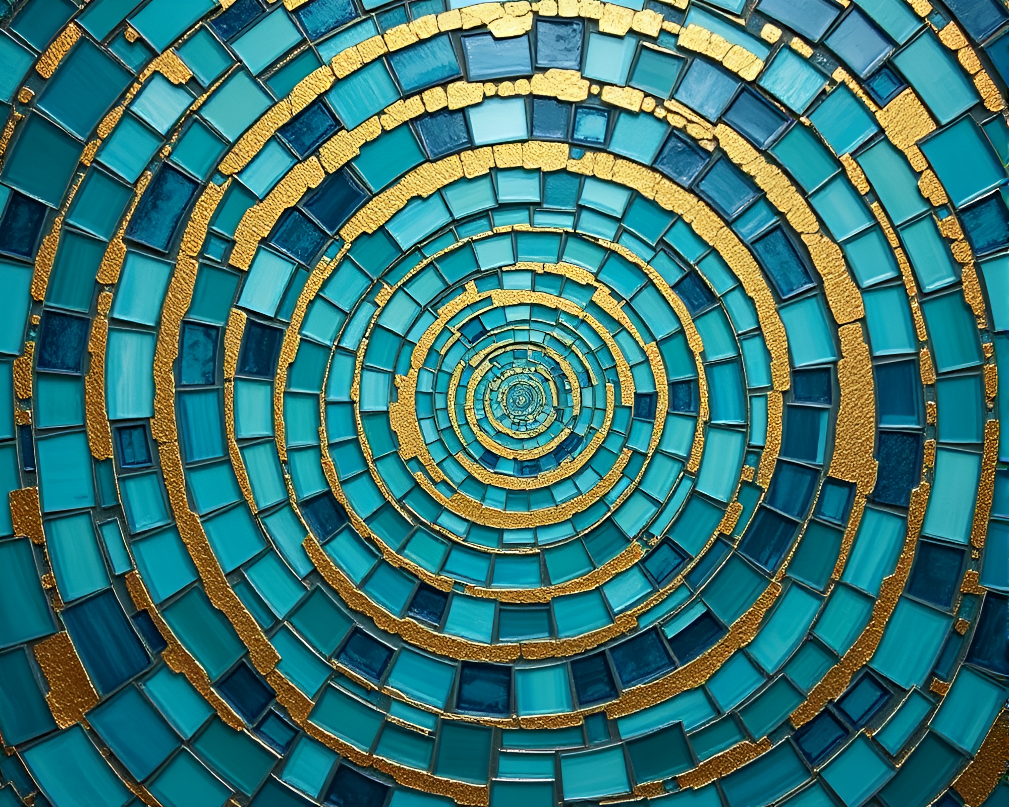Teal Serenity: Golden Spiral Oil Painting – free AI stock image