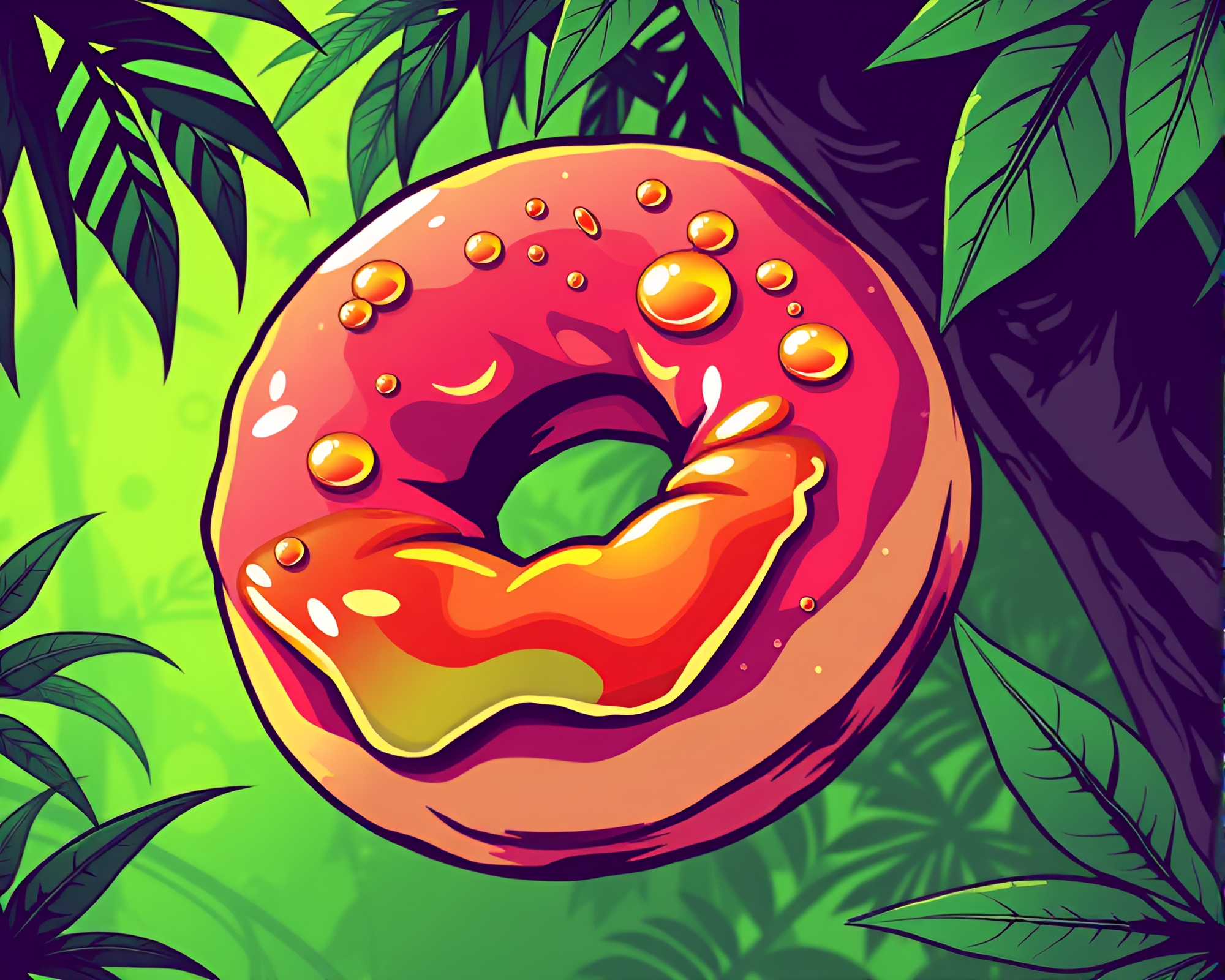 Manga-style Jelly-filled Doughnut in Vector Halftone – free AI stock image