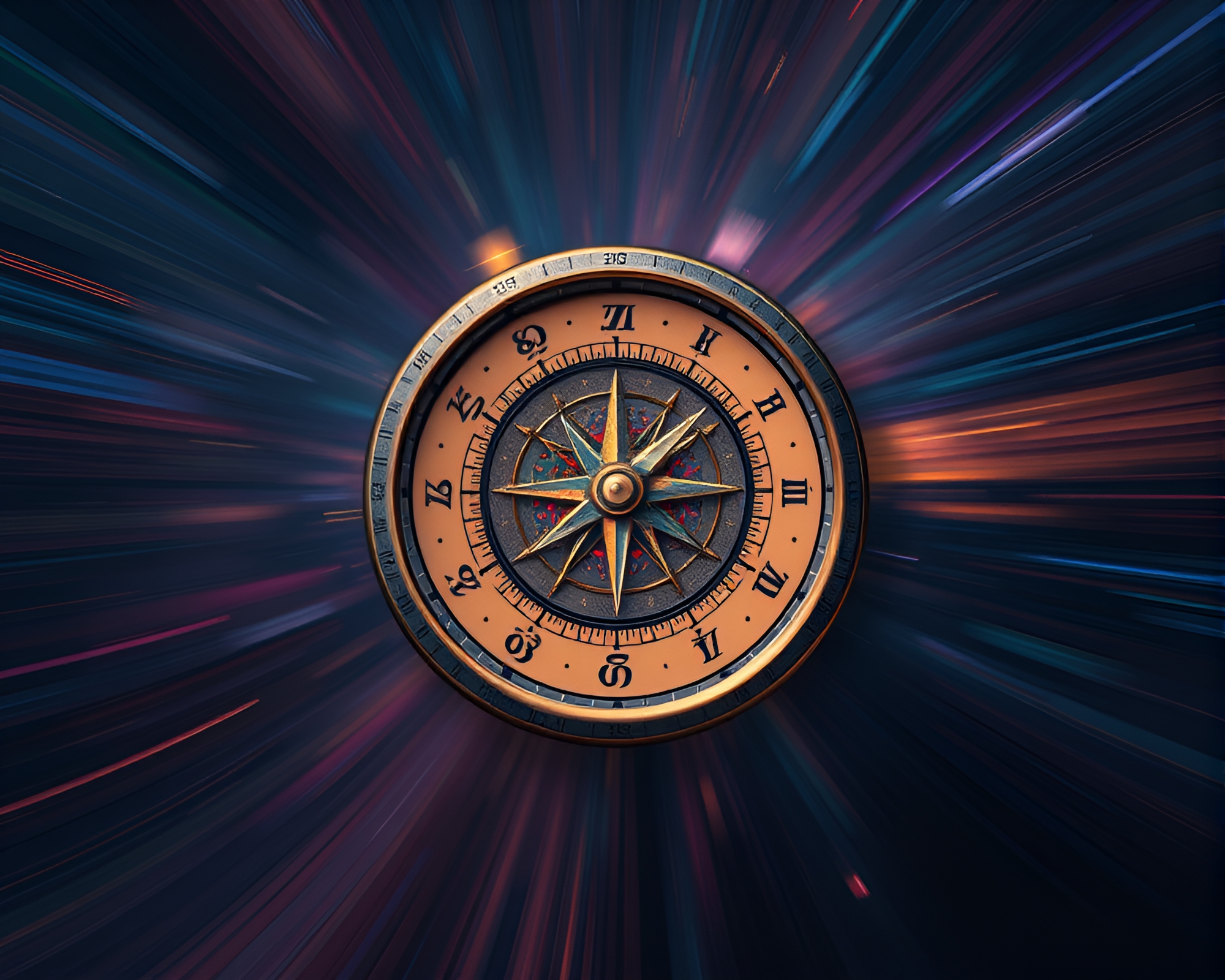 Minimalistic Pocket Sundial in Galactic Motion Blur – free AI stock image