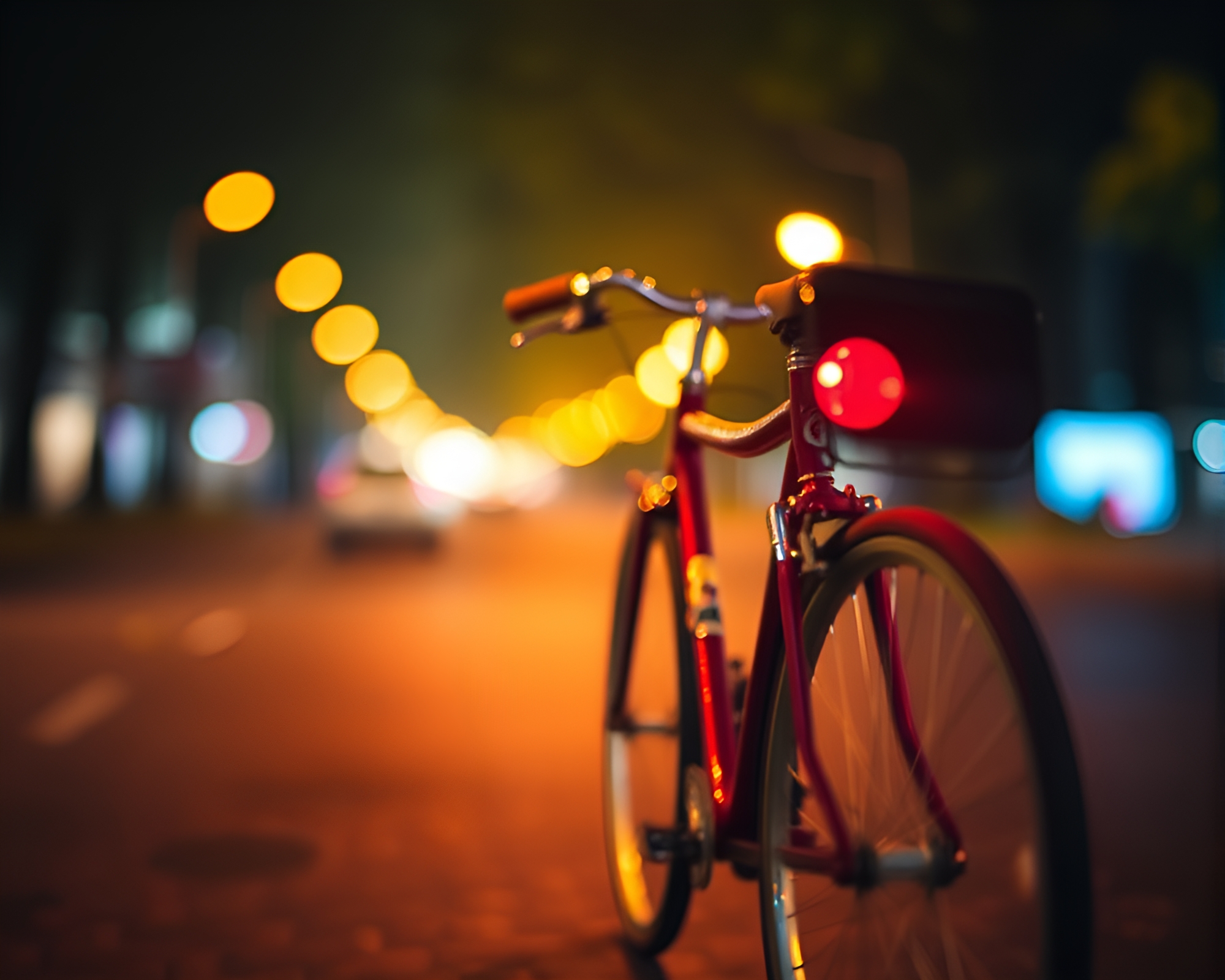 Mystical Bicycle Ride Through Bokeh Forest – free AI stock image