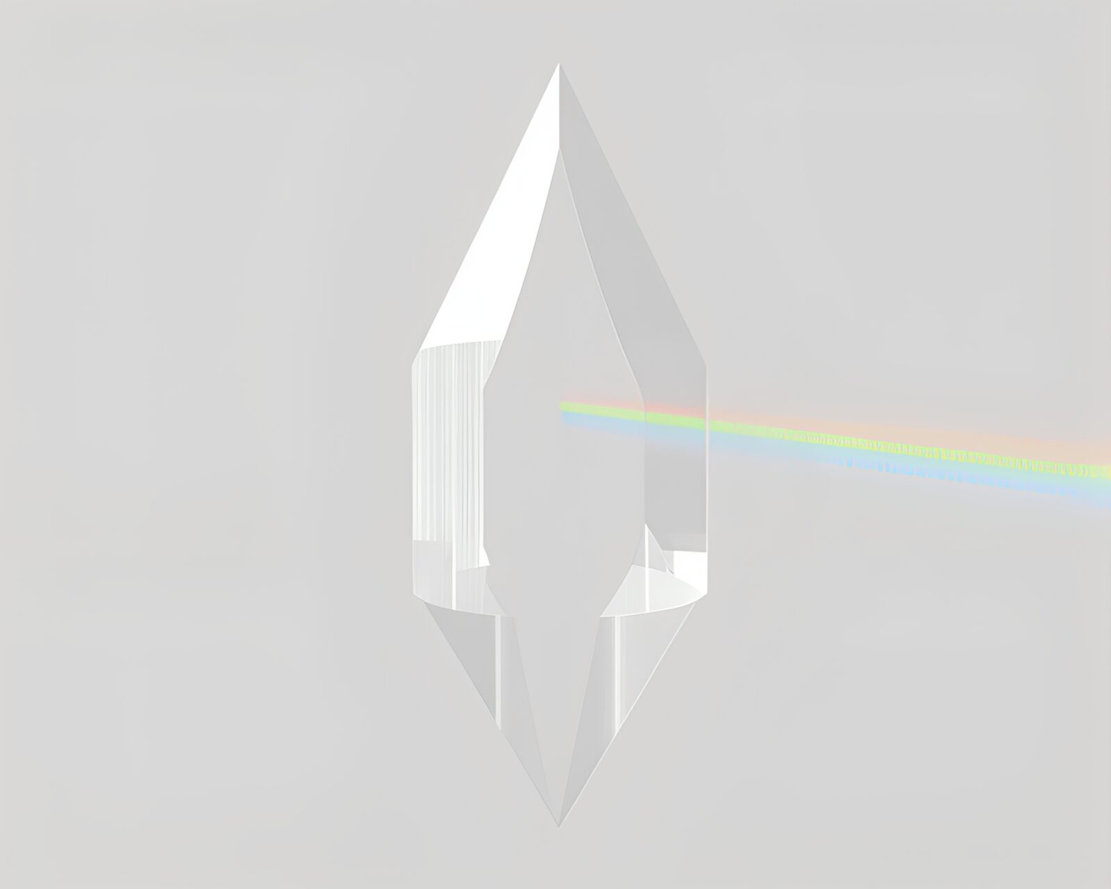 Digital art of a hypnotic prism refracting light in ivory tones