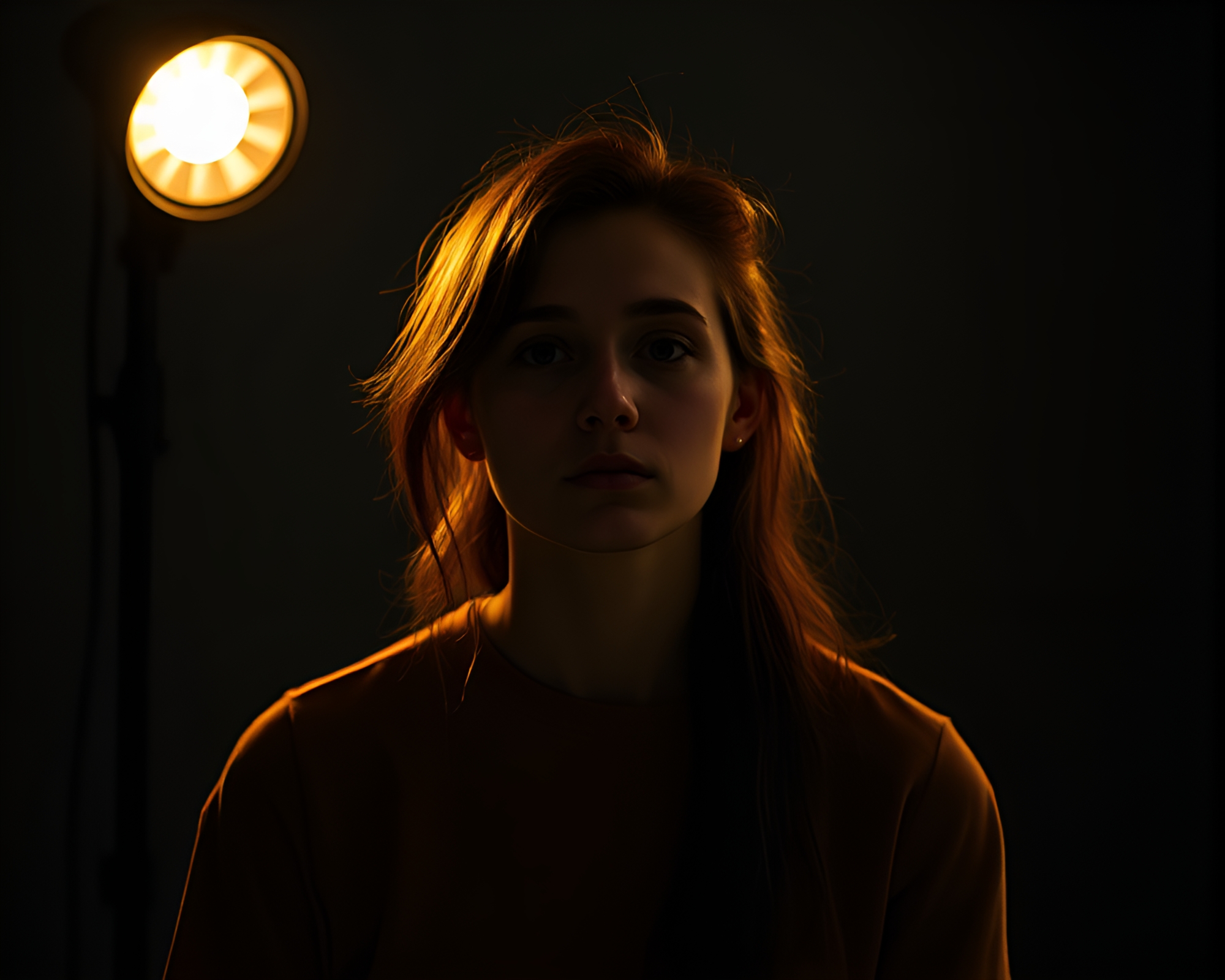 Surreal Dream Journal: Strobe-Lit Minimalist Portrait – free AI stock image
