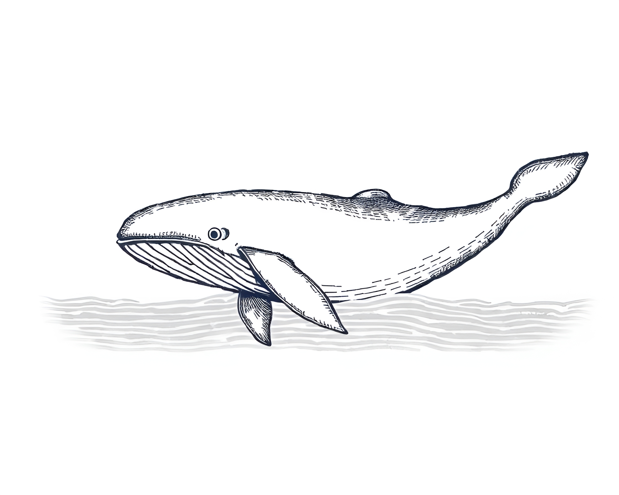 Whale Swimming with Etching Lines in Pixel Art Style – free AI stock image