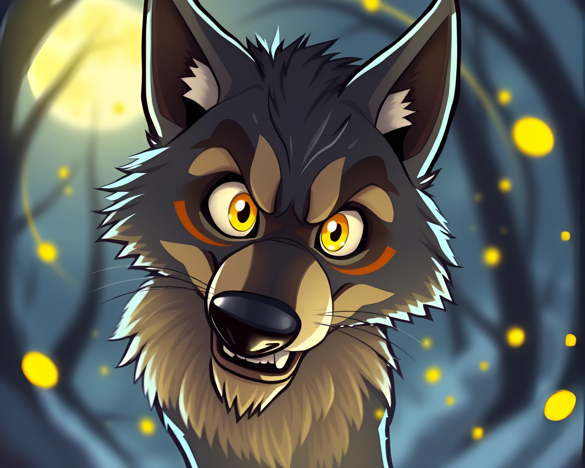 Werewolf in Whirling Lemon Yellow Distortion – free AI stock image