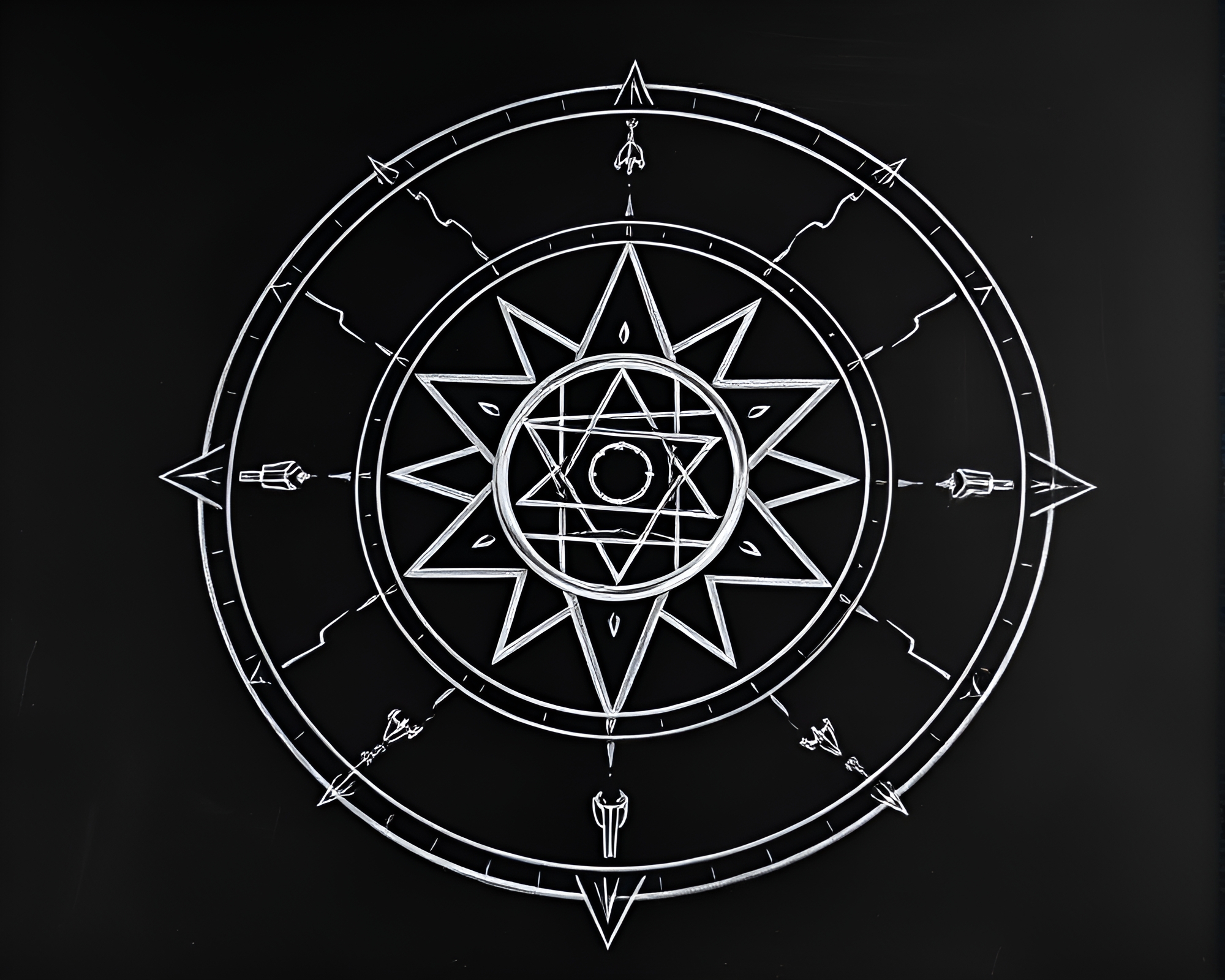 Esoteric Sigil Noir Chalkboard Composition – free AI stock image