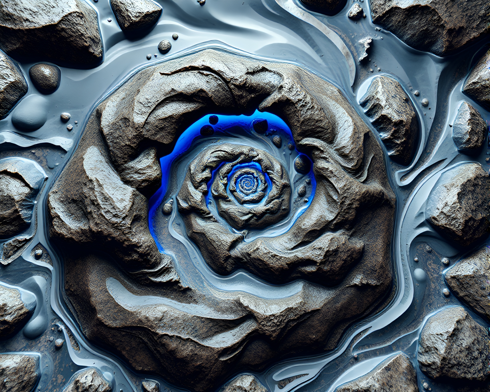 Fantastical Fibonacci Spiral in Savage River 3D Art – free AI stock image