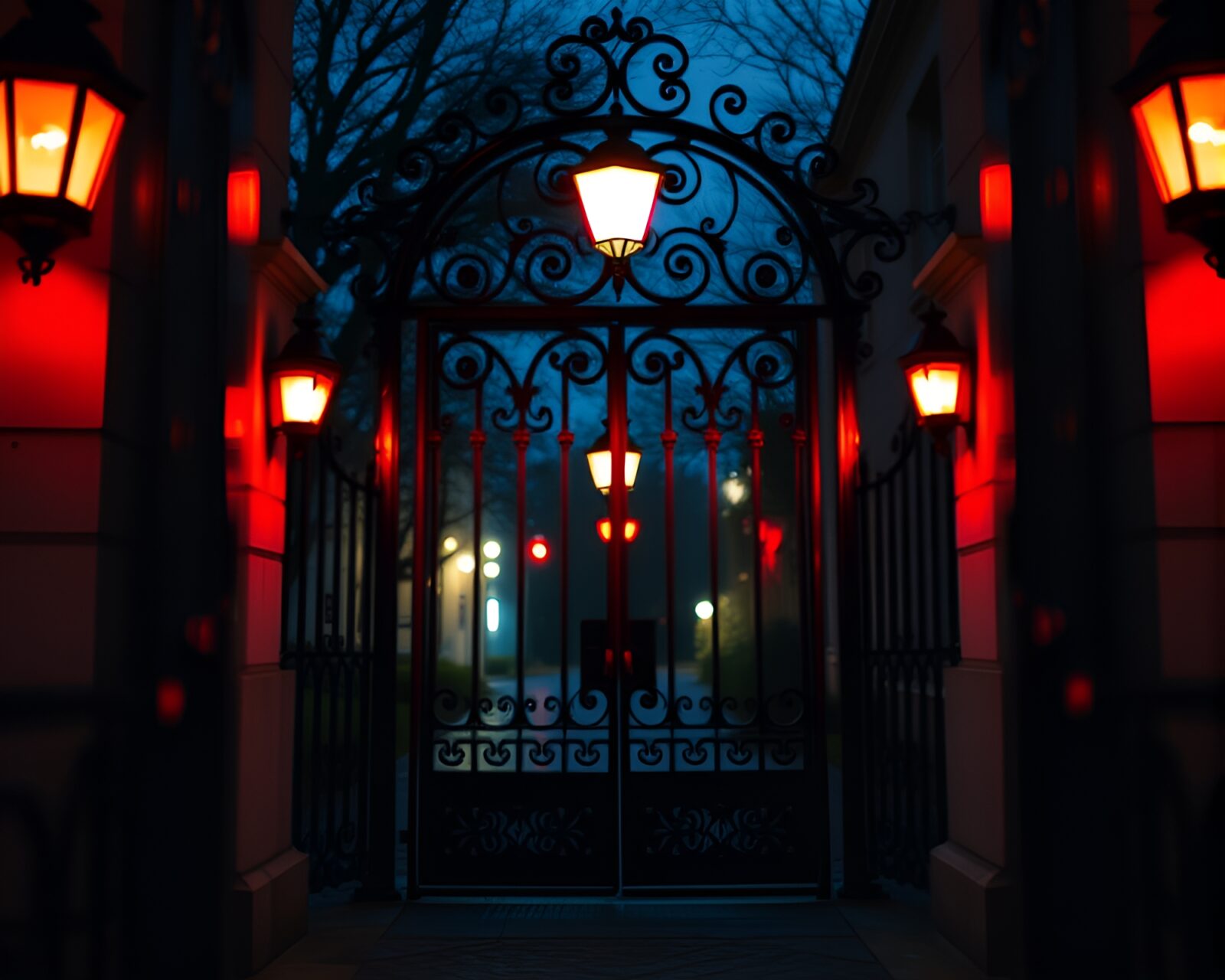 Fantastical wrought iron gate with split focus diopter
