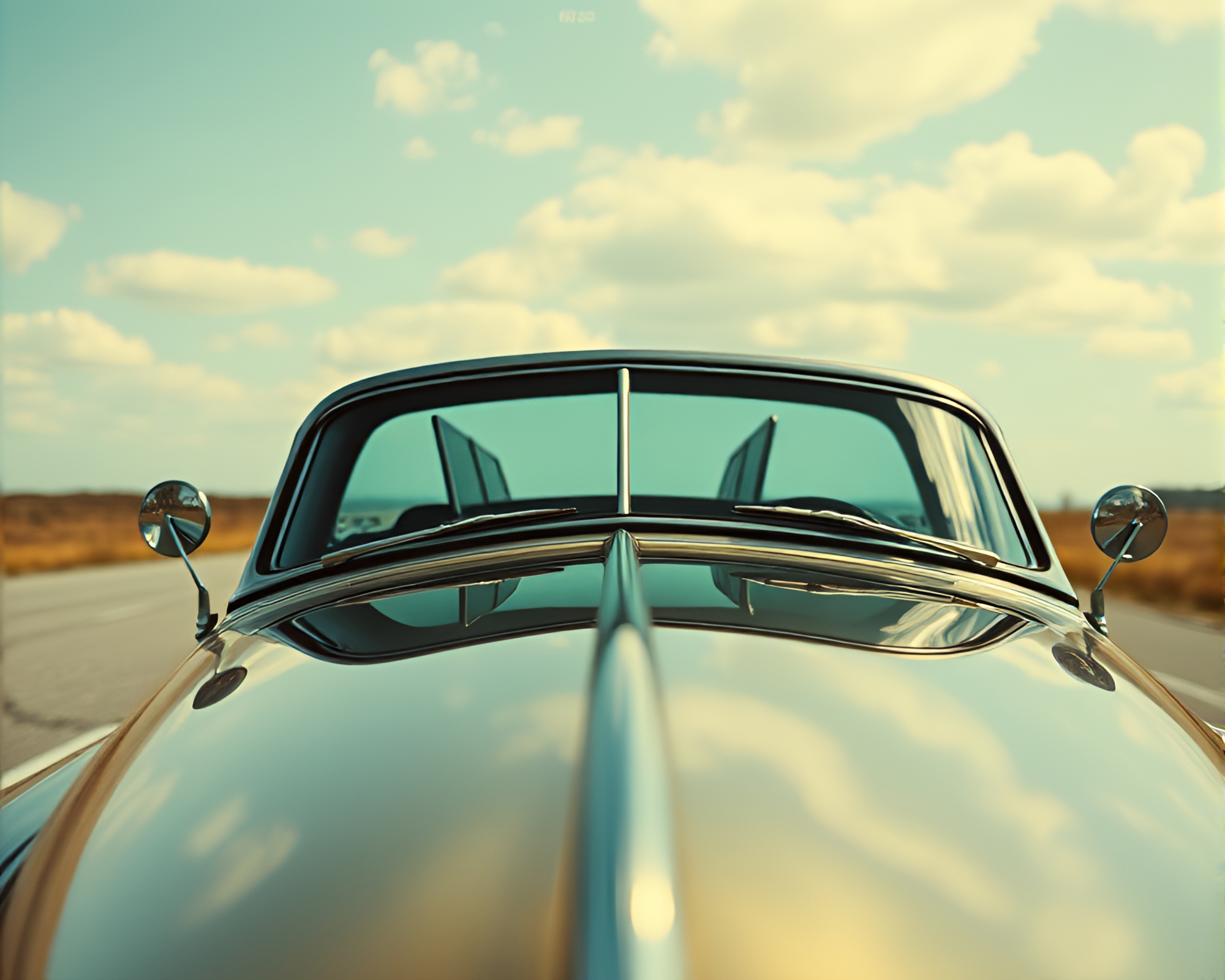 Symmetrical Hover Car Amid Topaz Glow – free AI stock image