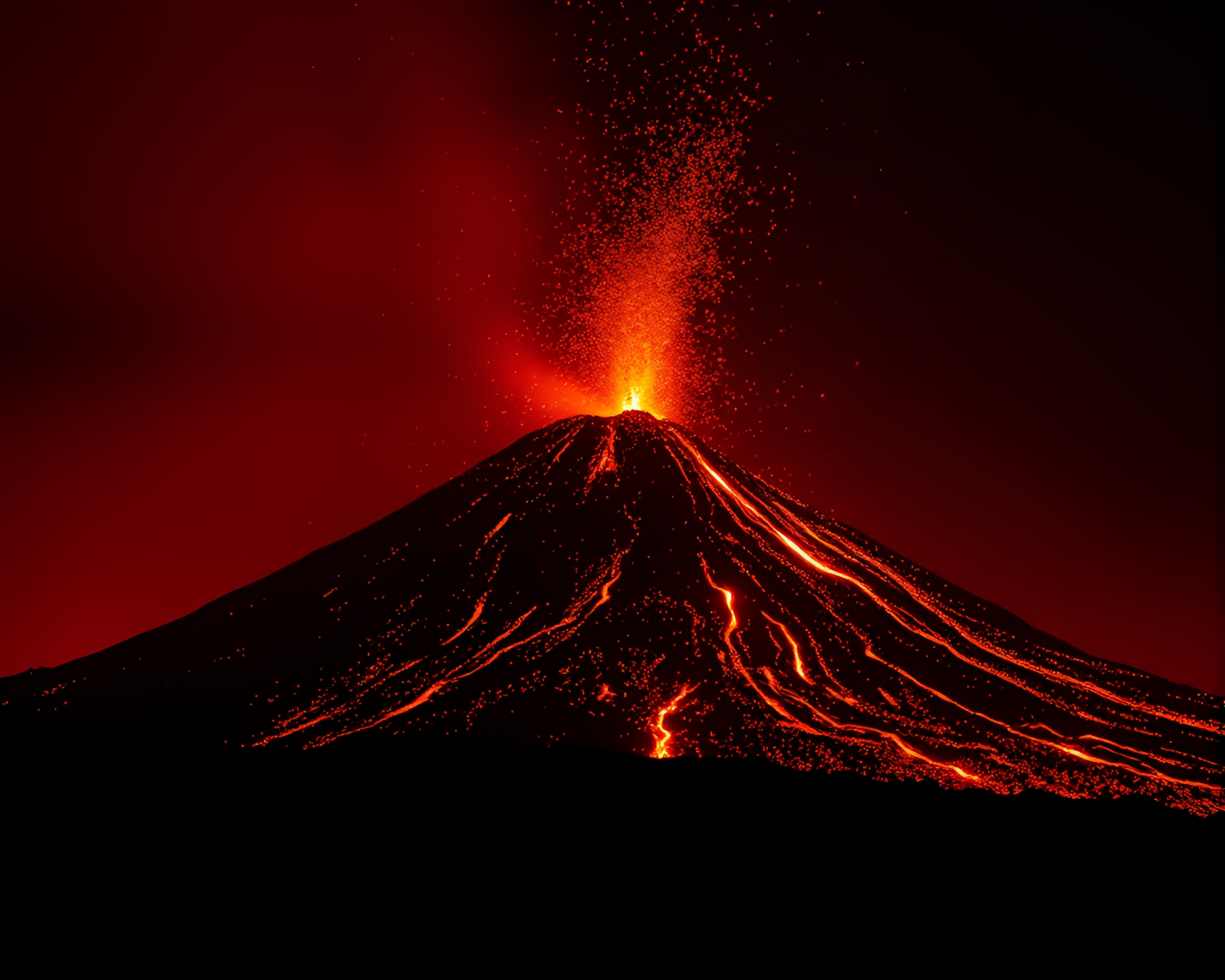 Volcanic Hologram Spectacle: Theatrical Eruption – free AI stock image