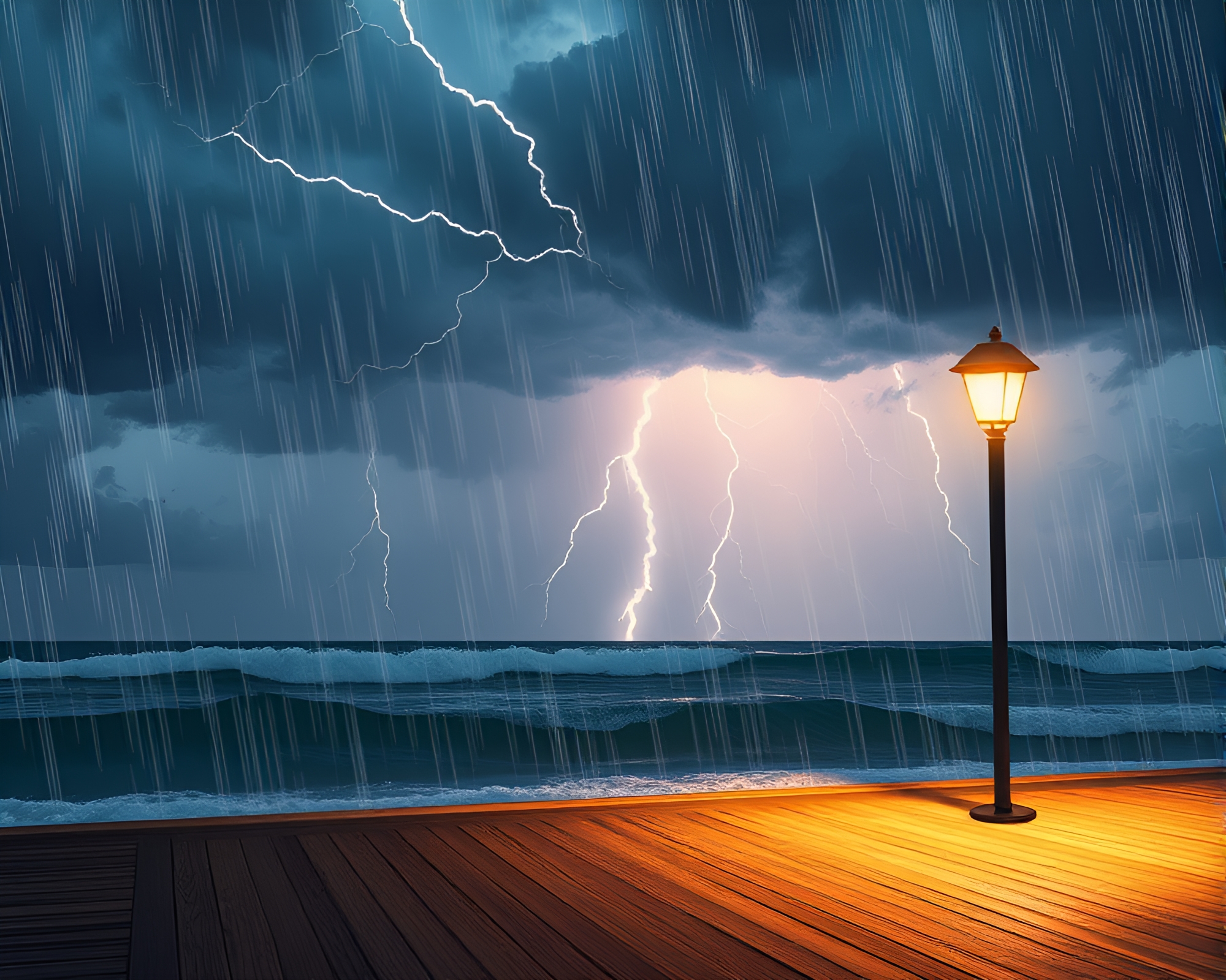 Thunderstorm Toon Shading Ocean View – free AI stock image