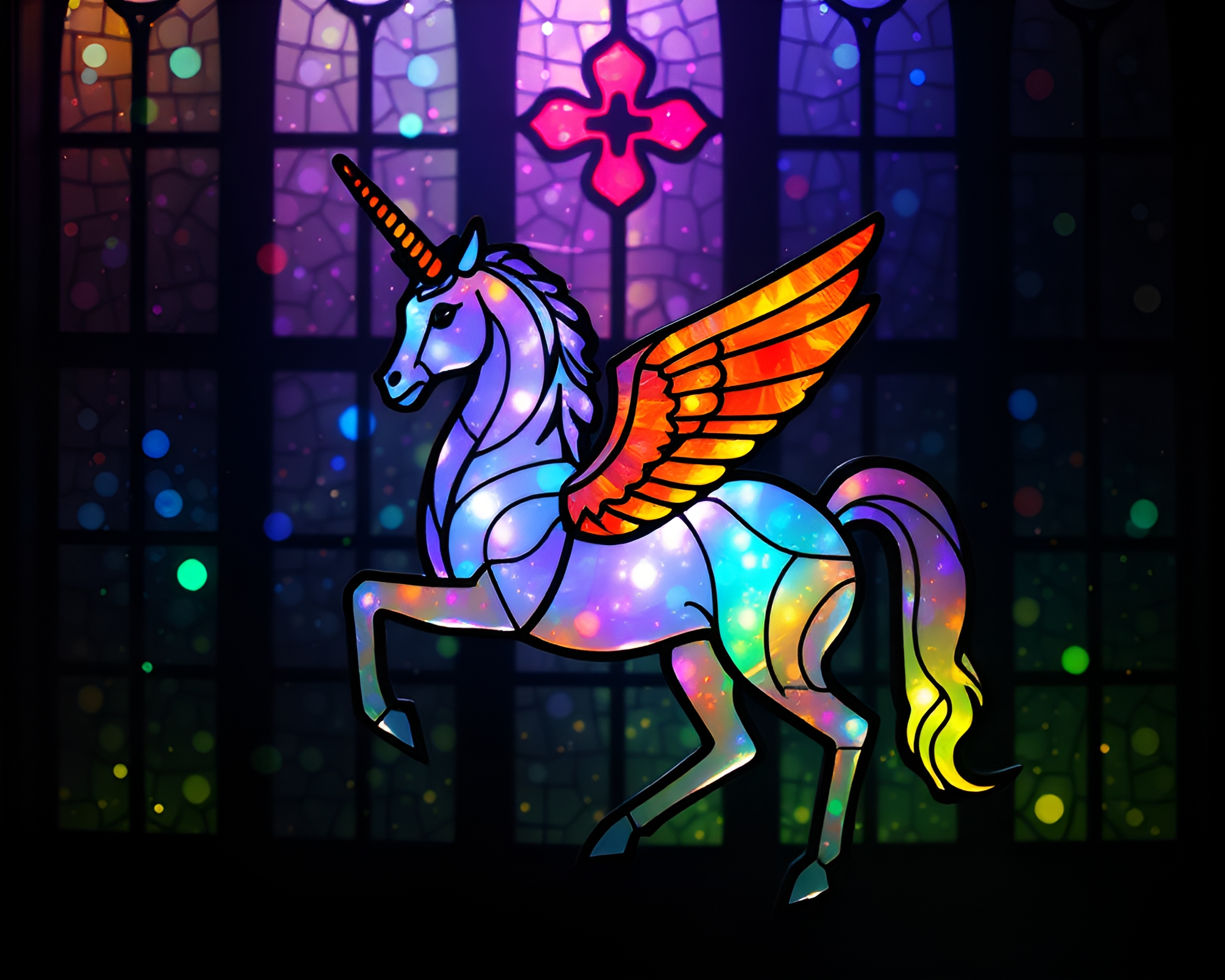 Acrylic Splattered Centaur in Cathedral Lighting – free AI stock image