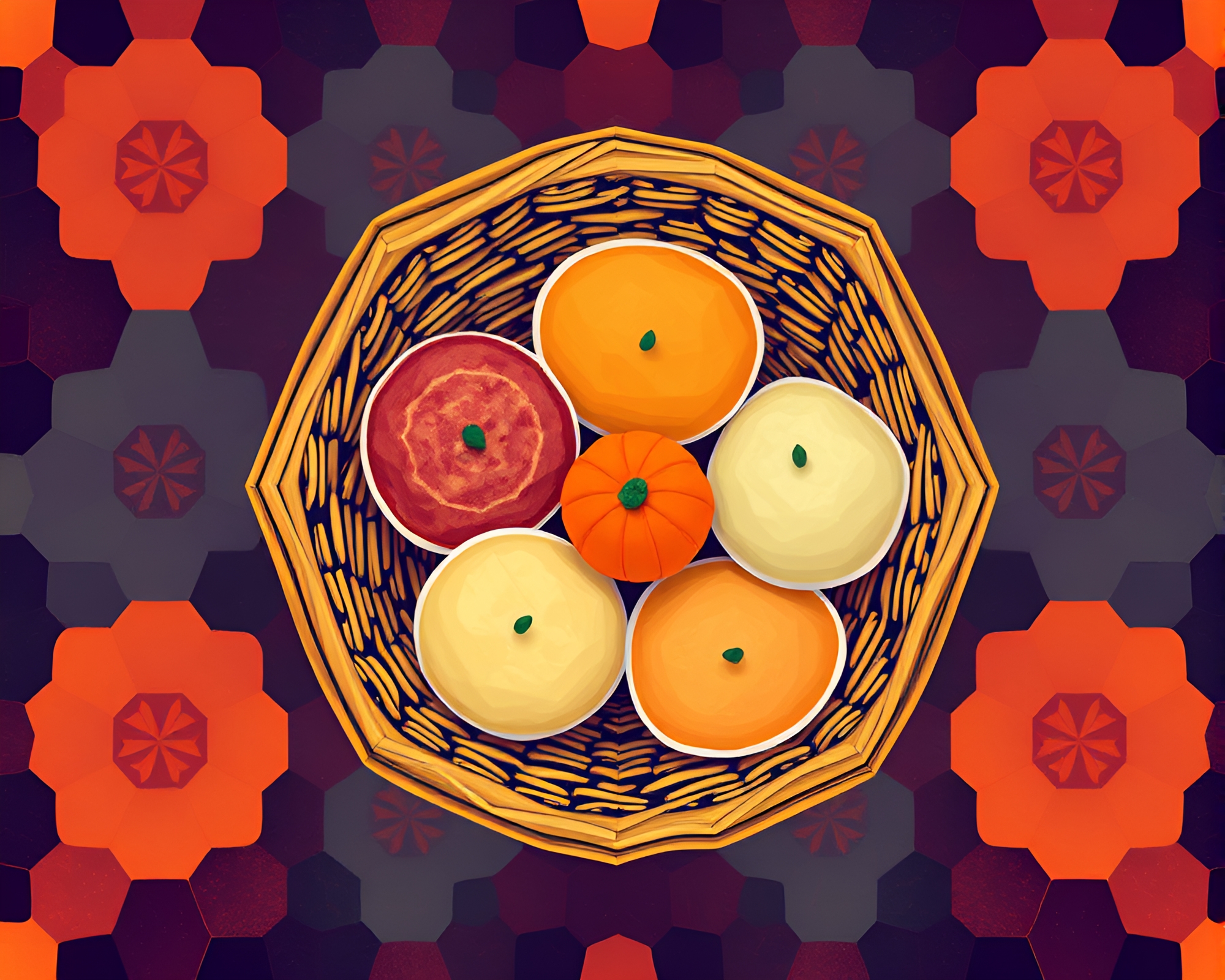 Hexagonal Dim Sum Harmony: AI-Enhanced Culinary Art – free AI stock image