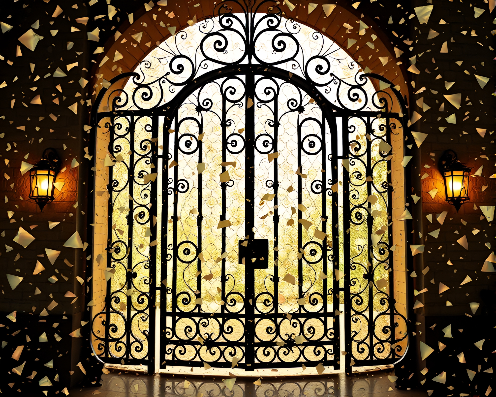 Wrought Iron Gate Kaleidoscope Fragments Material Design – free AI stock image