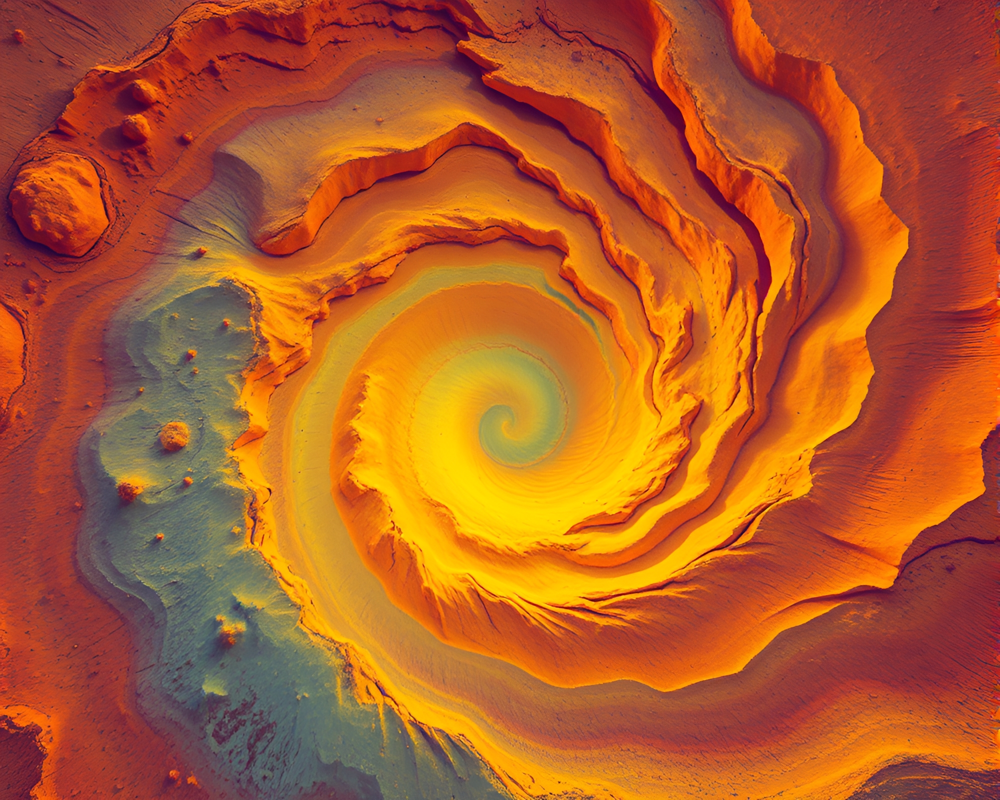 Mystical Golden Spiral in Hyper-Saturated Desert – free AI stock image