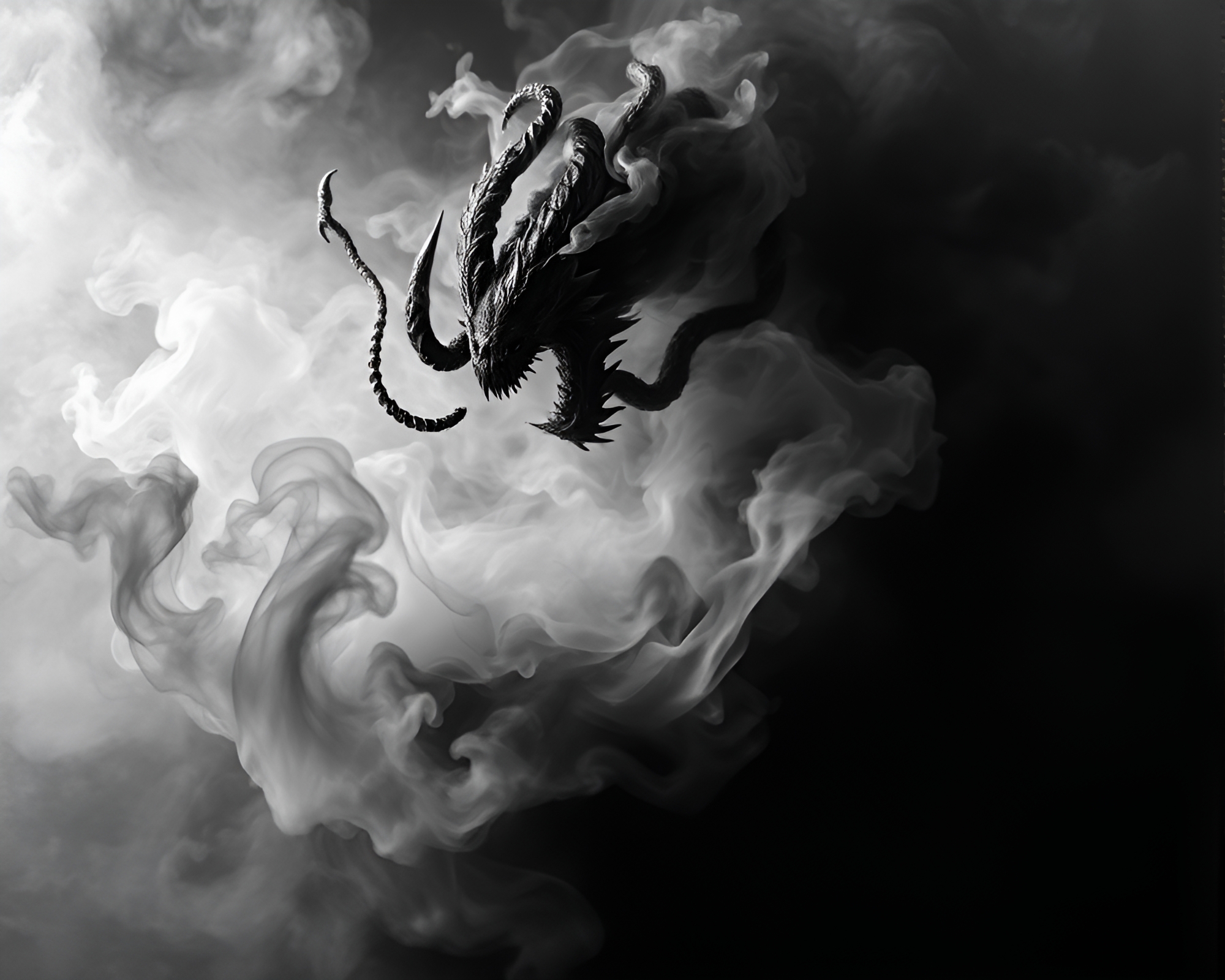 Majestic Kraken Rises Through Swirling Smoke Plume – free AI stock image