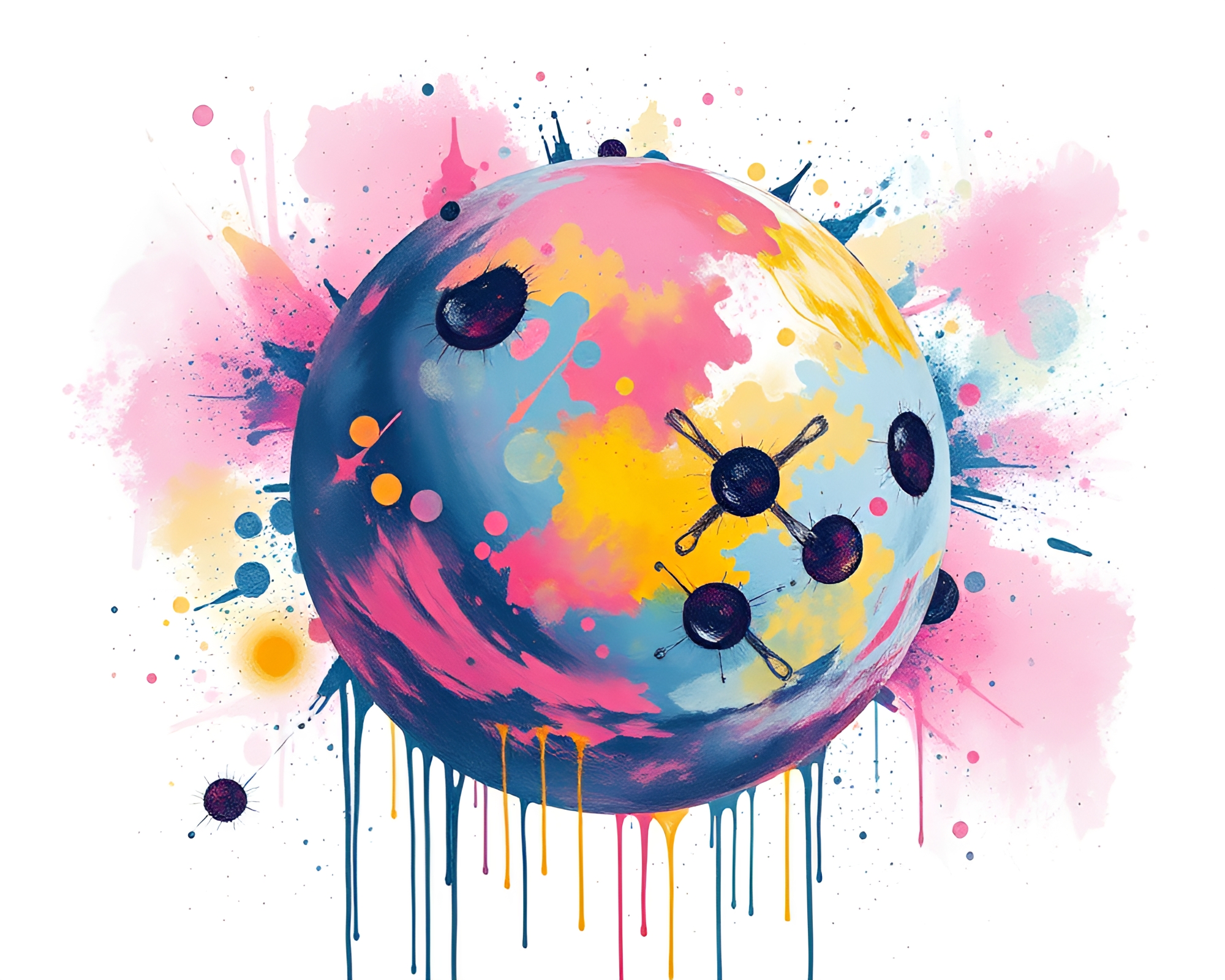 Planetary Dwarf in Blueprint Spray Paint Drips – free AI stock image