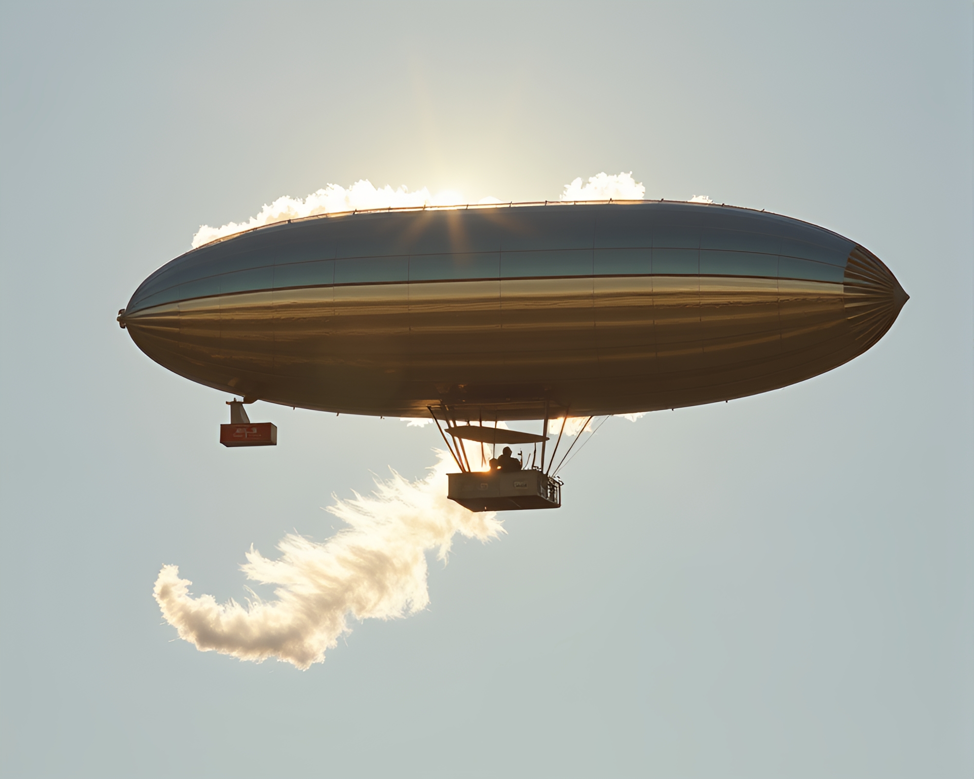 Surreal Feather Dusting Zeppelin under Solar Flare Glow – free AI stock image