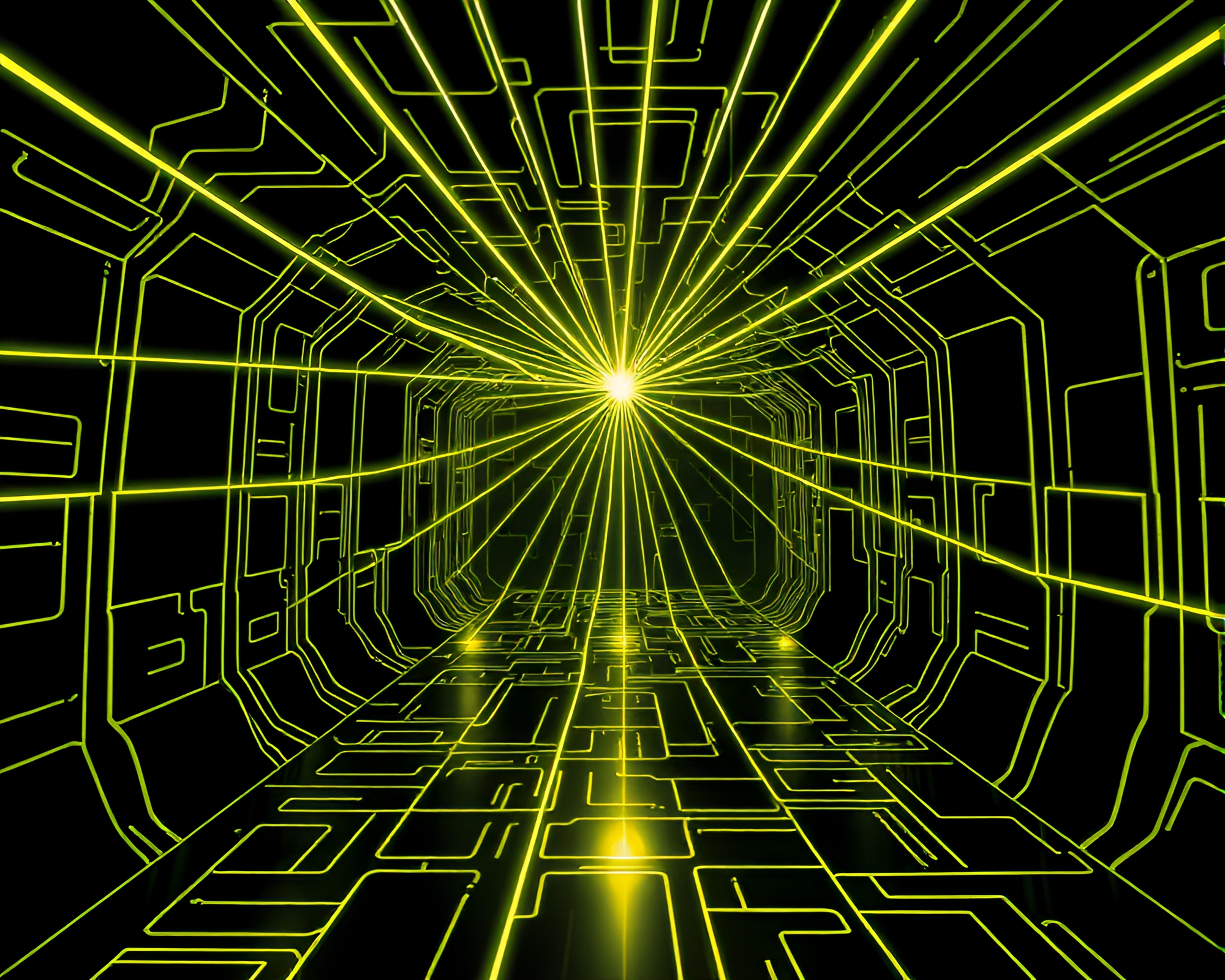 Laser Beam Reflection in Olive Drab Mirror Maze – free AI stock image