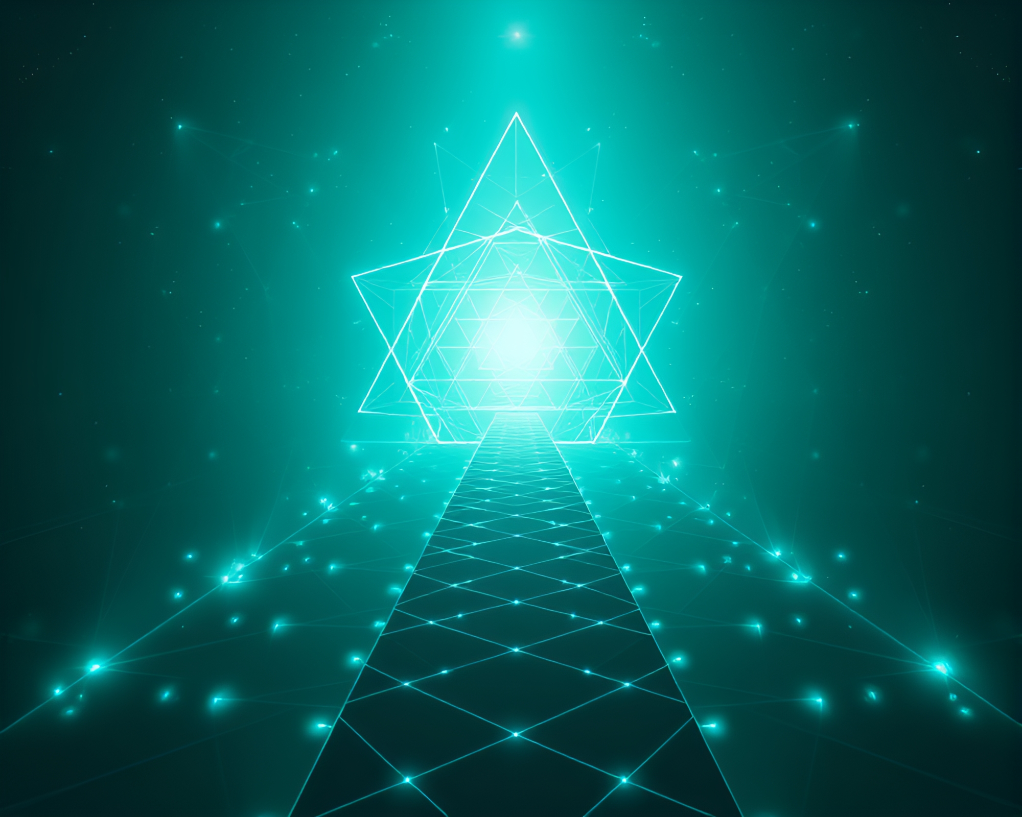 Teal Serenity Through Sacred Geometry Film Burns – free AI stock image
