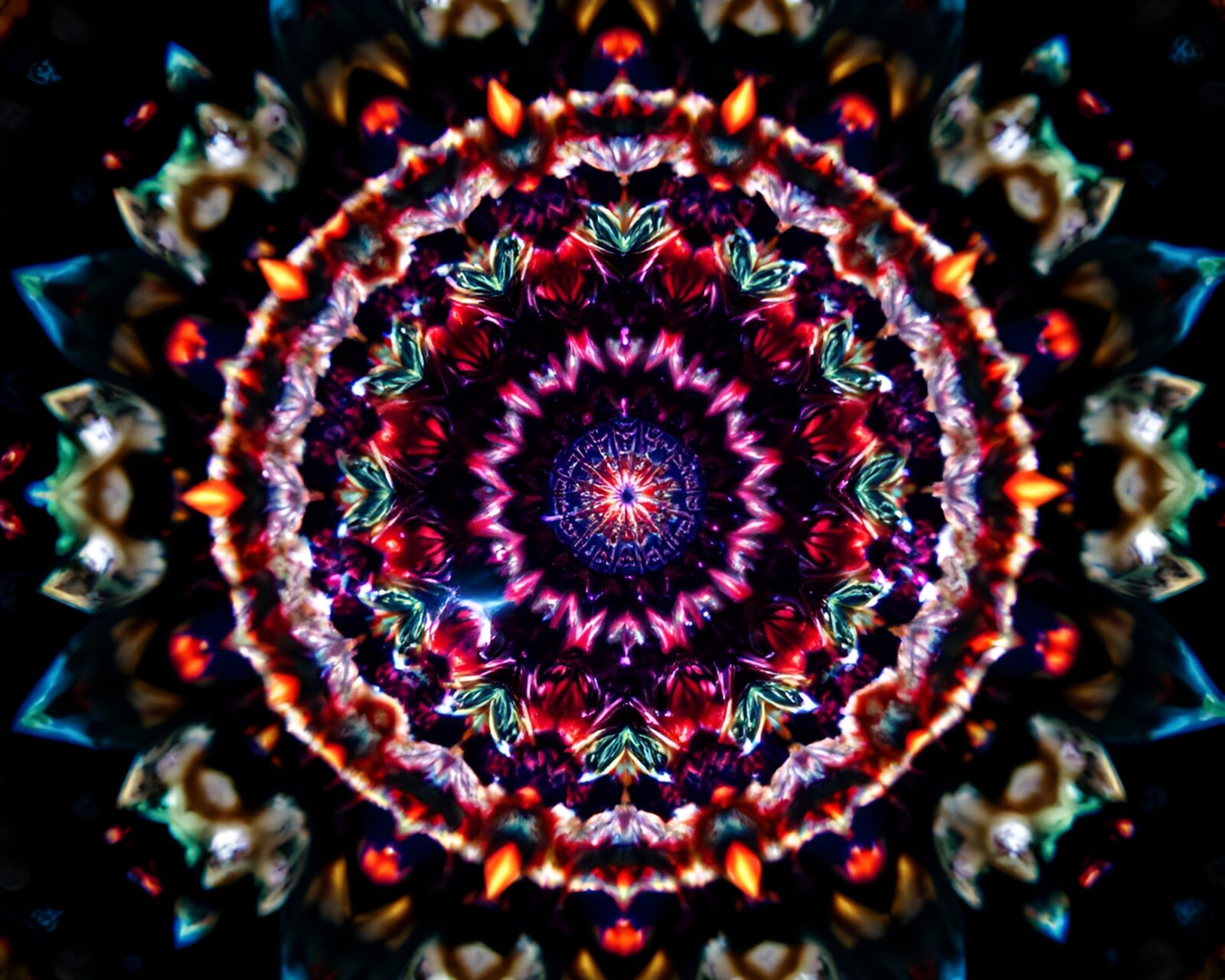 Tri-tone image of underexposed kaleidoscope fragments in mind palace