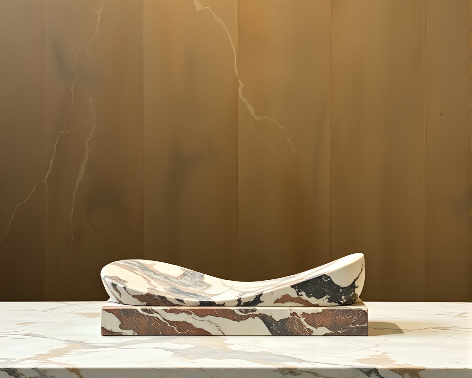 Beautiful matte marble sculpture art with tempera painted details