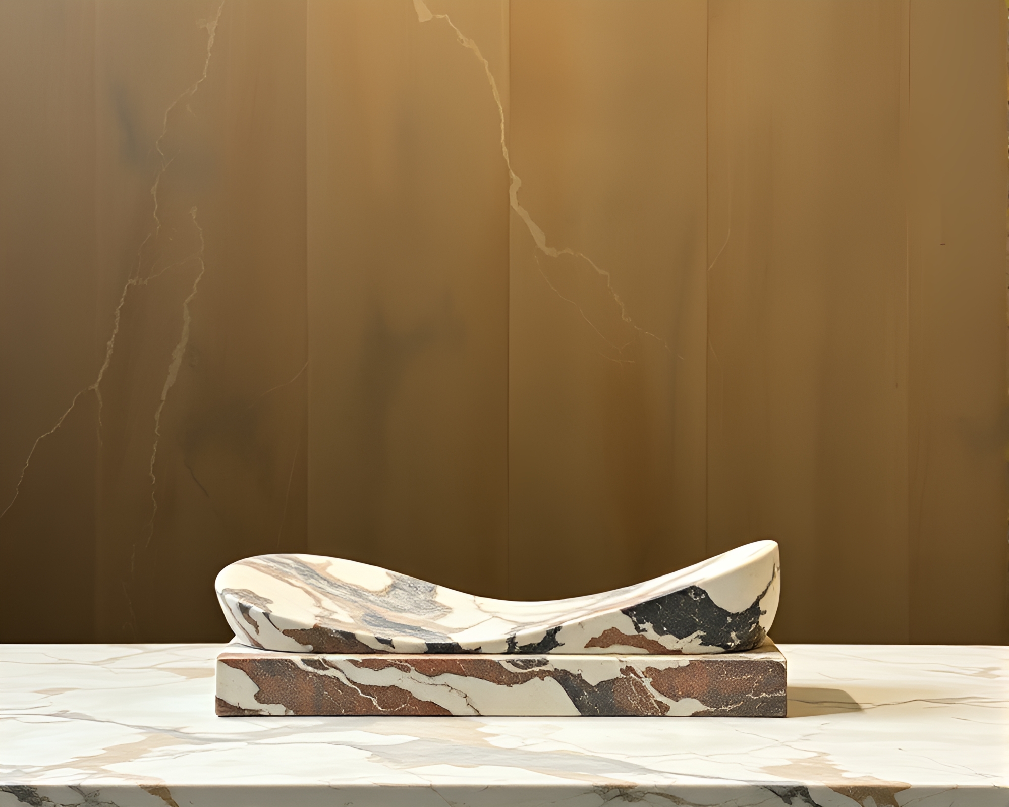Ethereal Marble Sculpture Illuminated in Matte Tempera Painting – free AI stock image