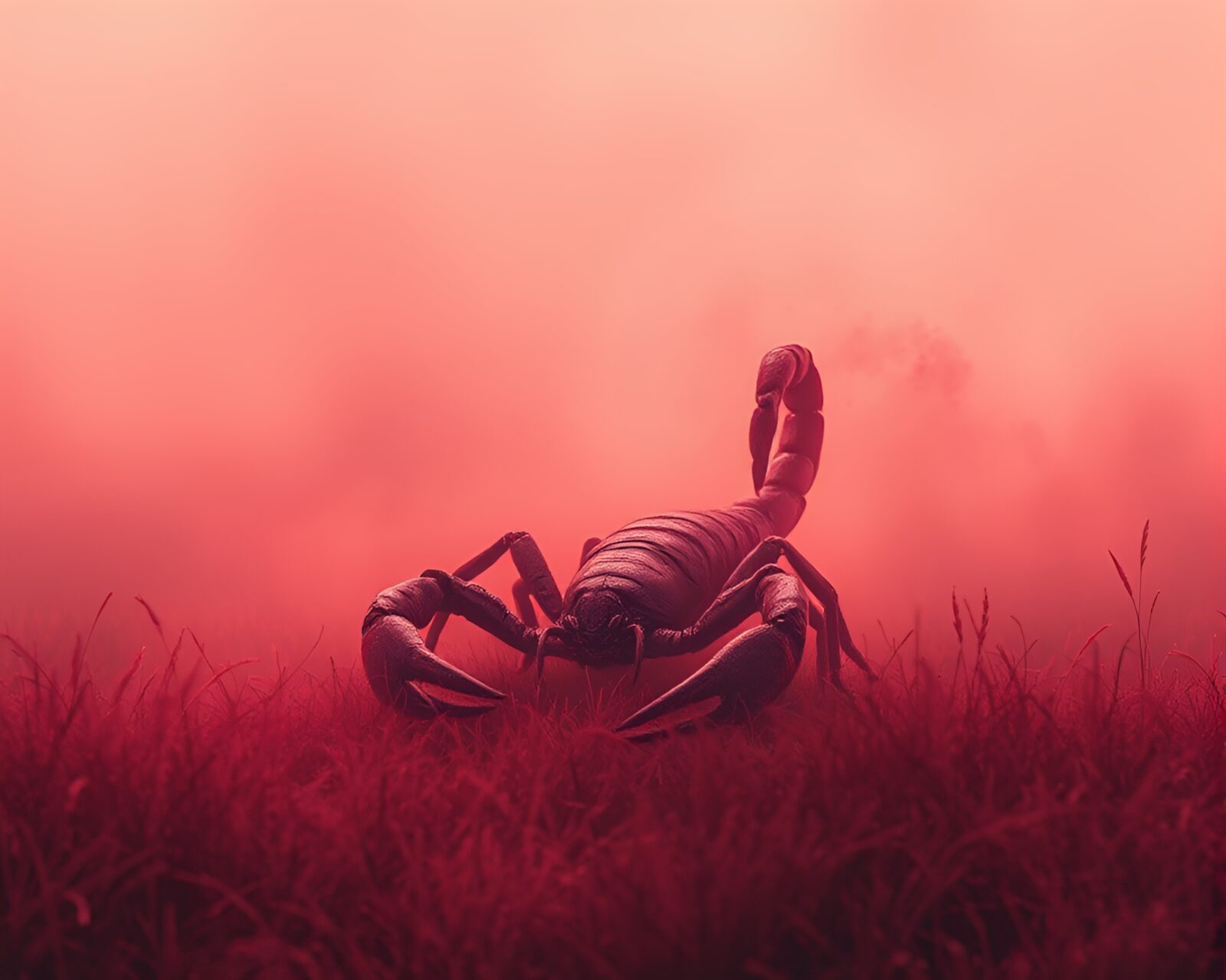 Shadow of scorpion in misty color field painting
