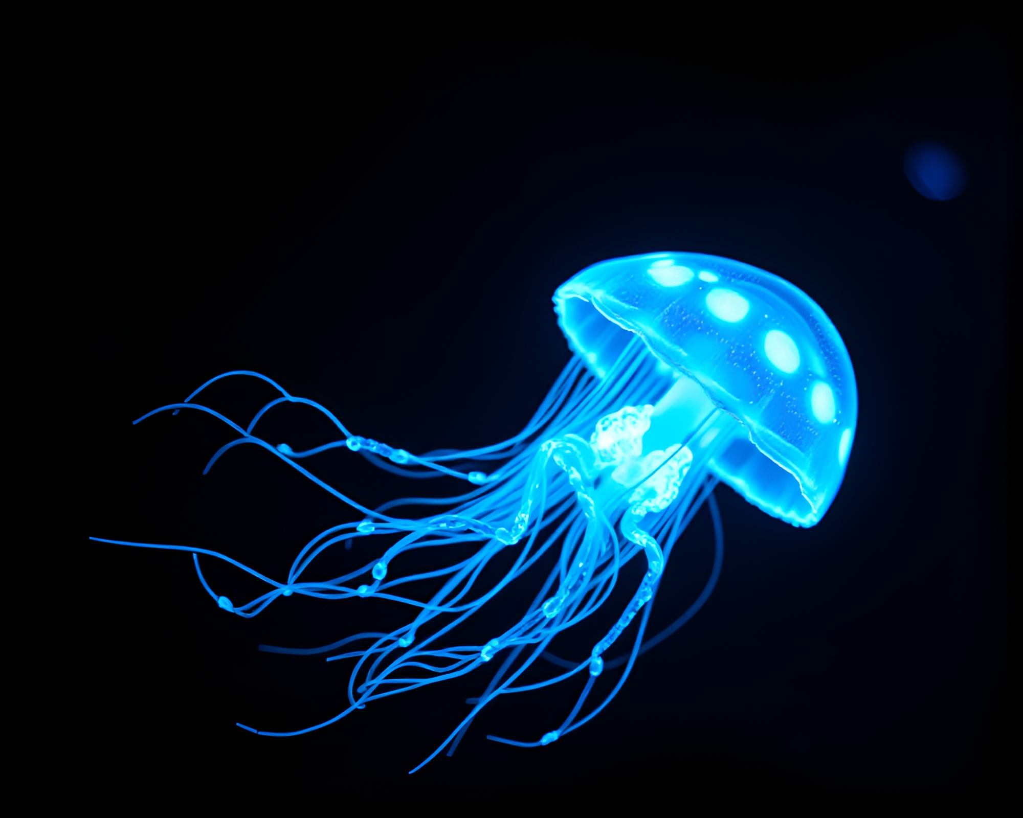 Bioluminescent Jellyfish in 8-bit Film Frame – free AI stock image