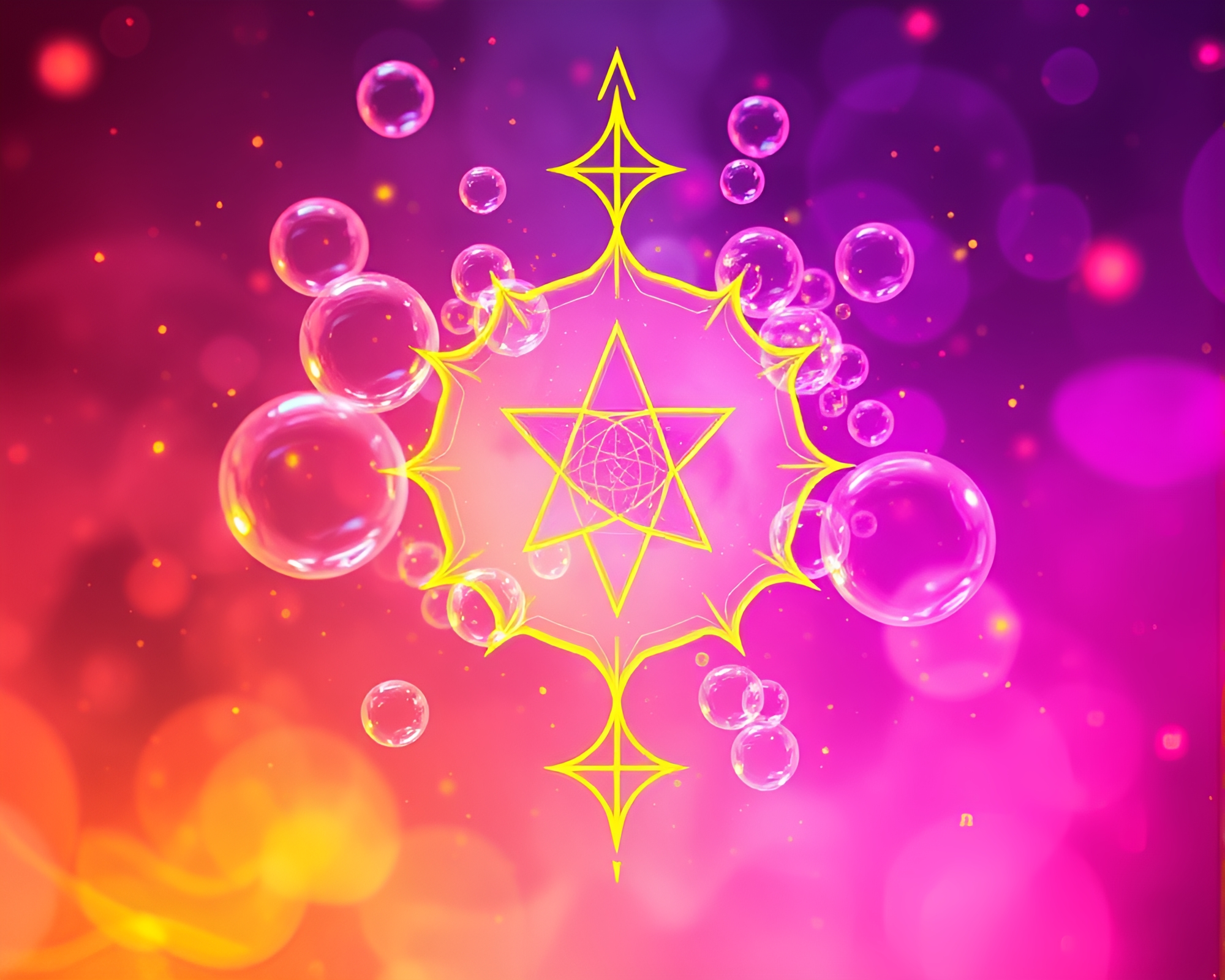 Pastel Neon Bubble Clusters Alchemical Symbols Light Painting – free AI stock image
