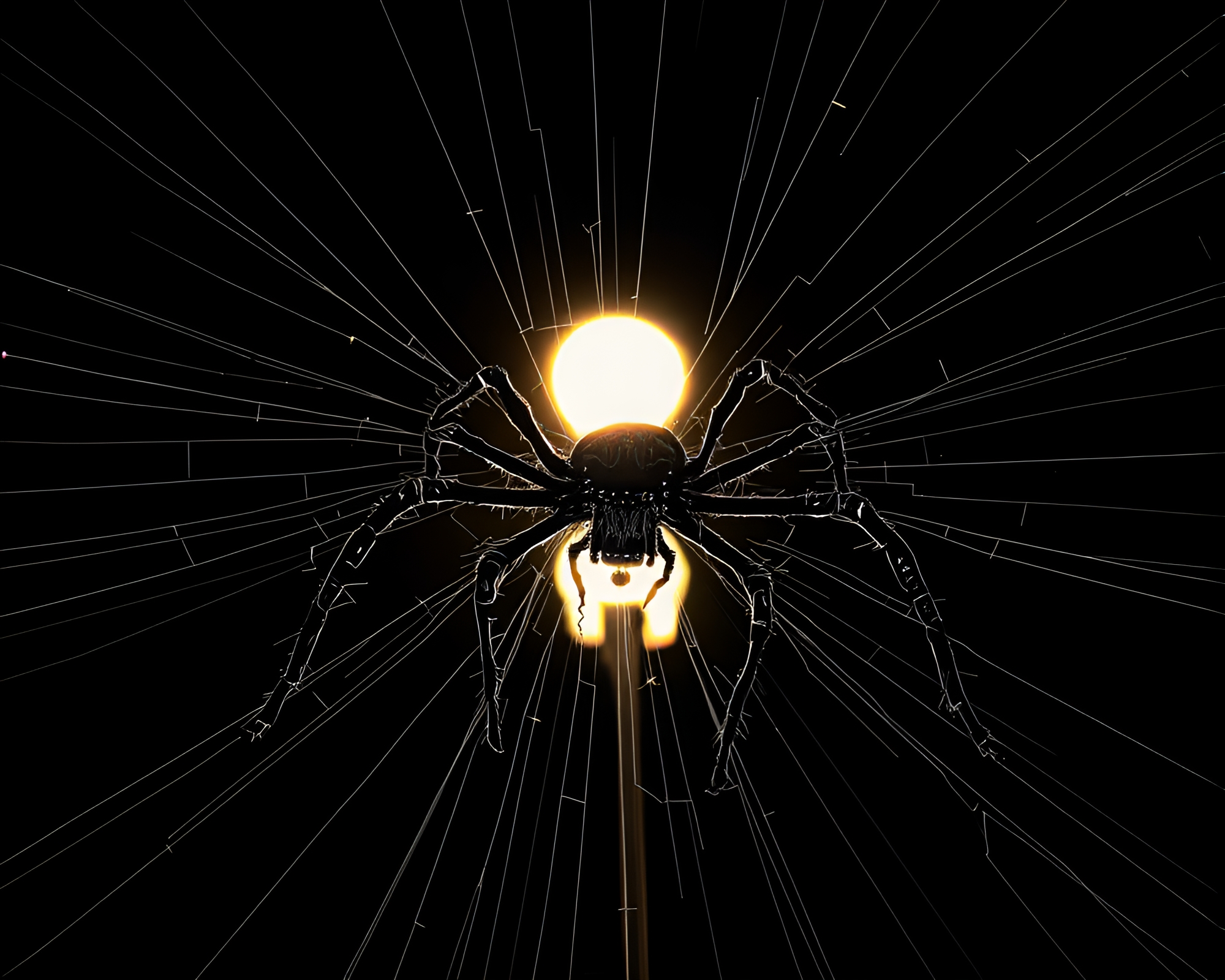 Etching Lines: Mechanical Spider in Streetlamp Glow – free AI stock image