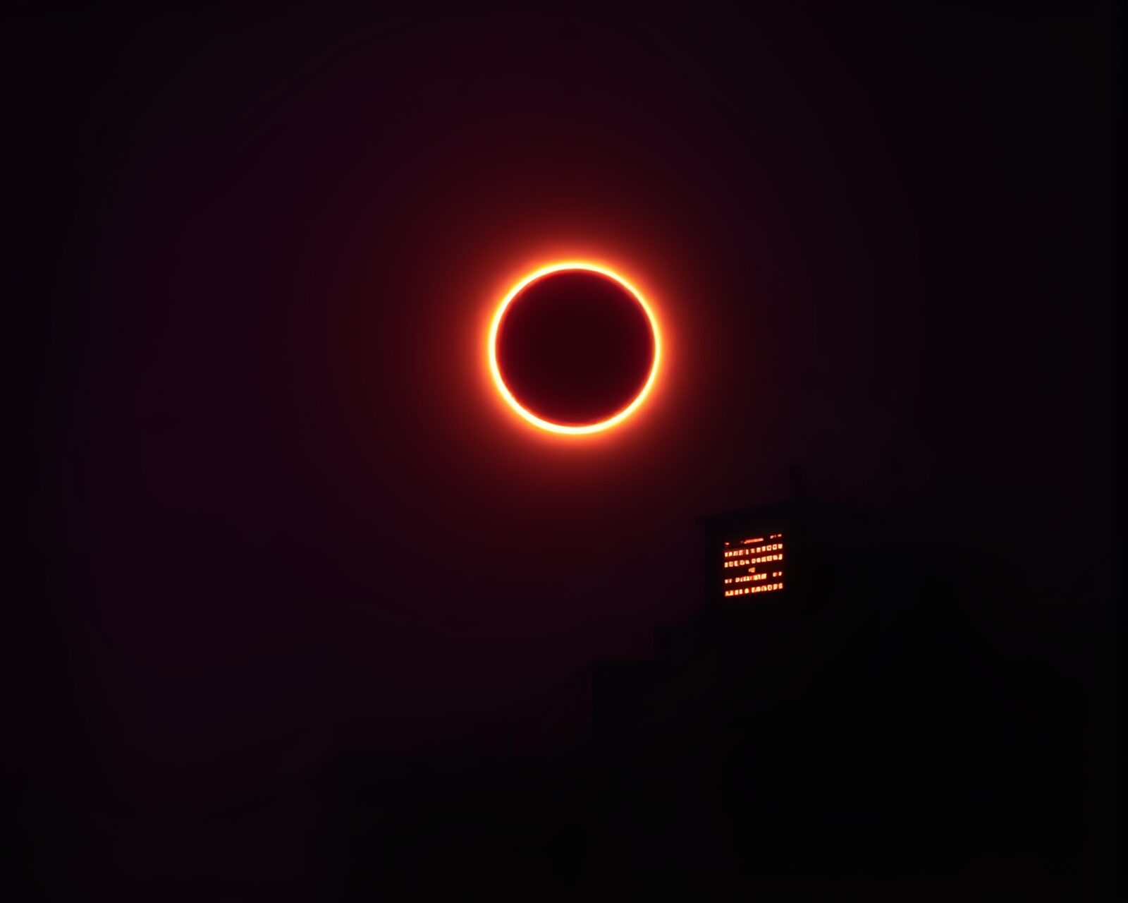 Retro pixel art with Morse code telegraph in eclipse shadow
