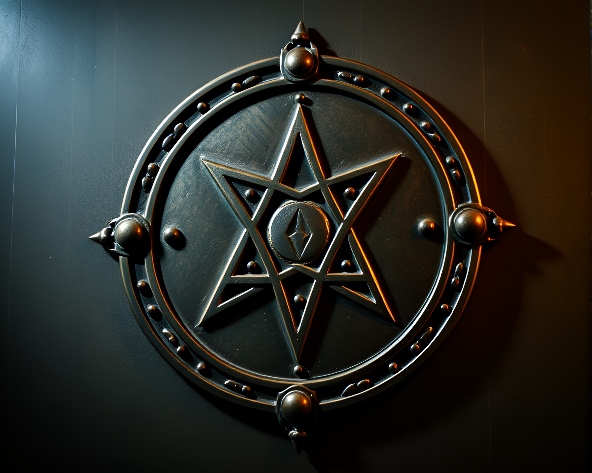 Bronze Patina Esoteric Sigil Under Club Strobe Lights – free AI stock image