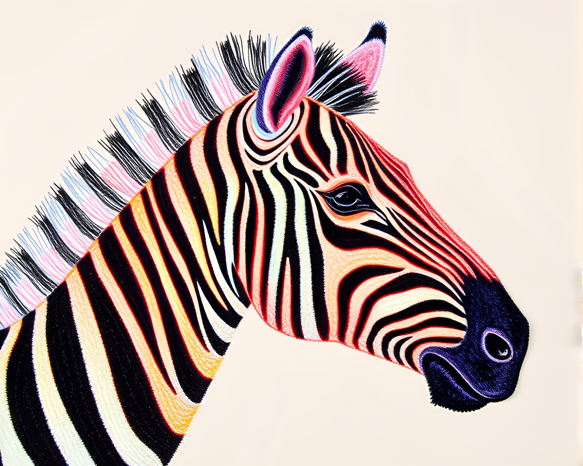 Phosphorescent Zebra Embroidered in Conté Crayon Drawing – free AI stock image