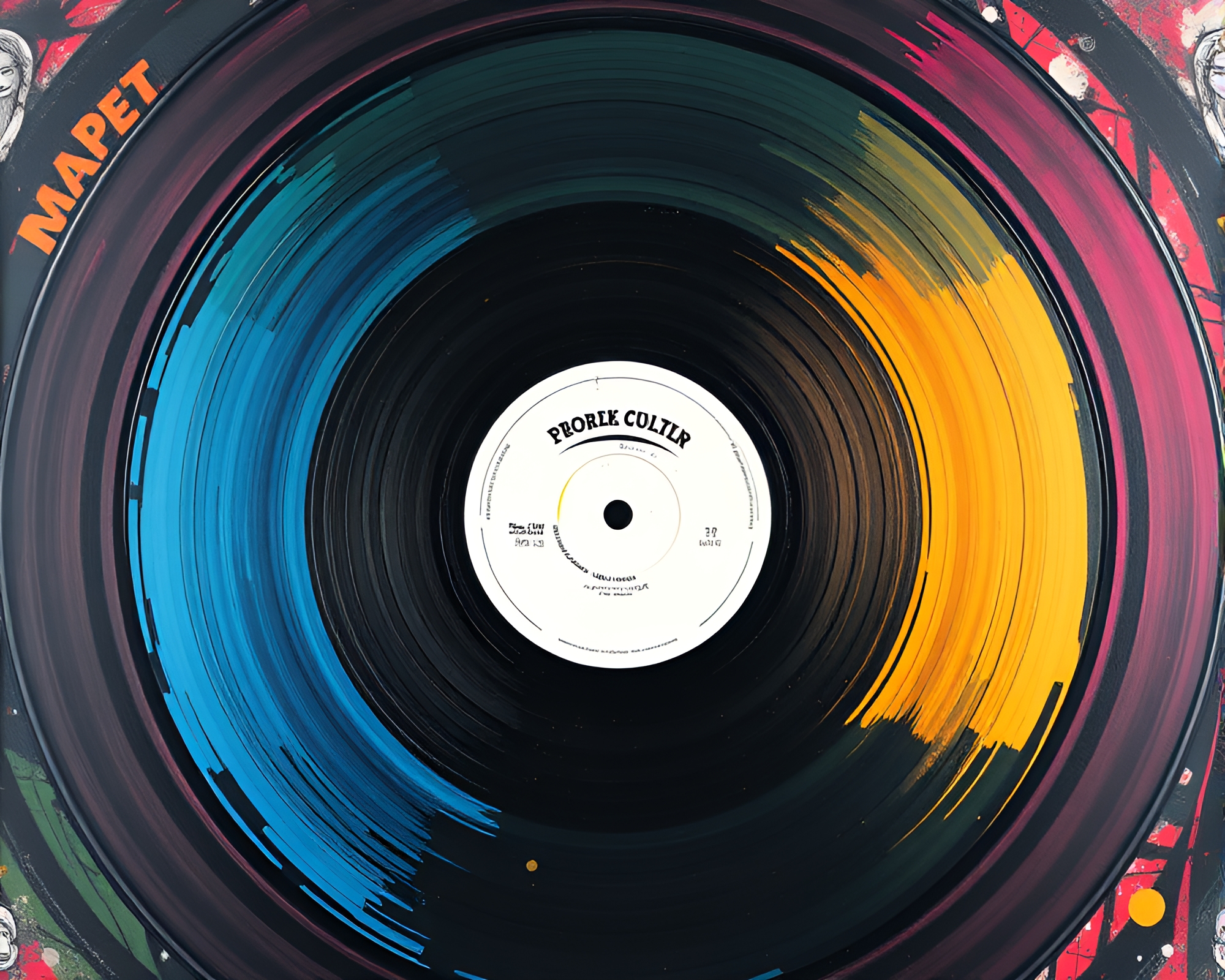 Colorful Graffiti Vinyl Record Circles Composition – free AI stock image