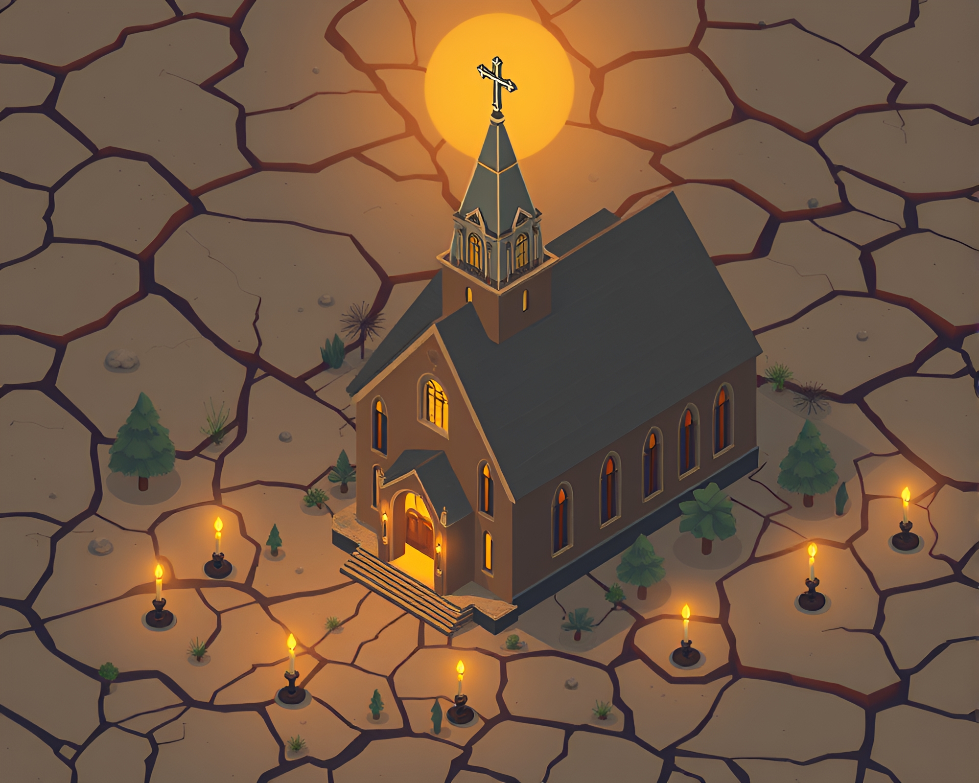 Deco Hotel in Desert Illuminated by Candlelight – free AI stock image