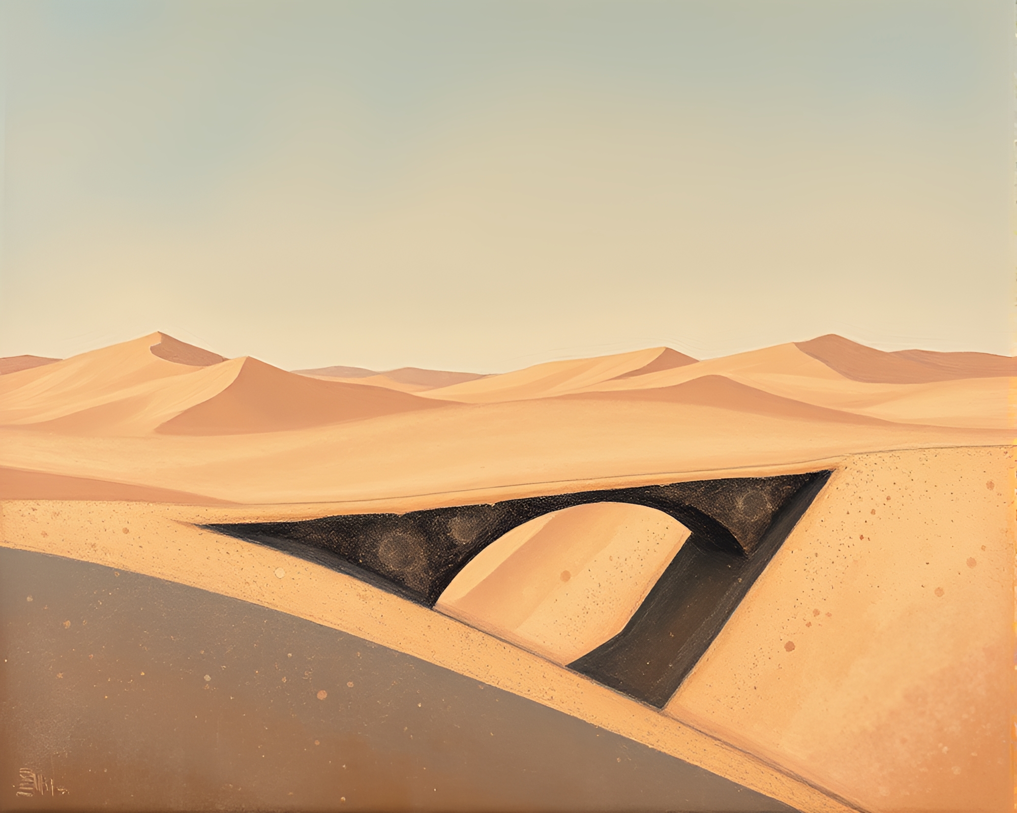 Majestic Stippled Bridge in Desert-Sand Hues – free AI stock image