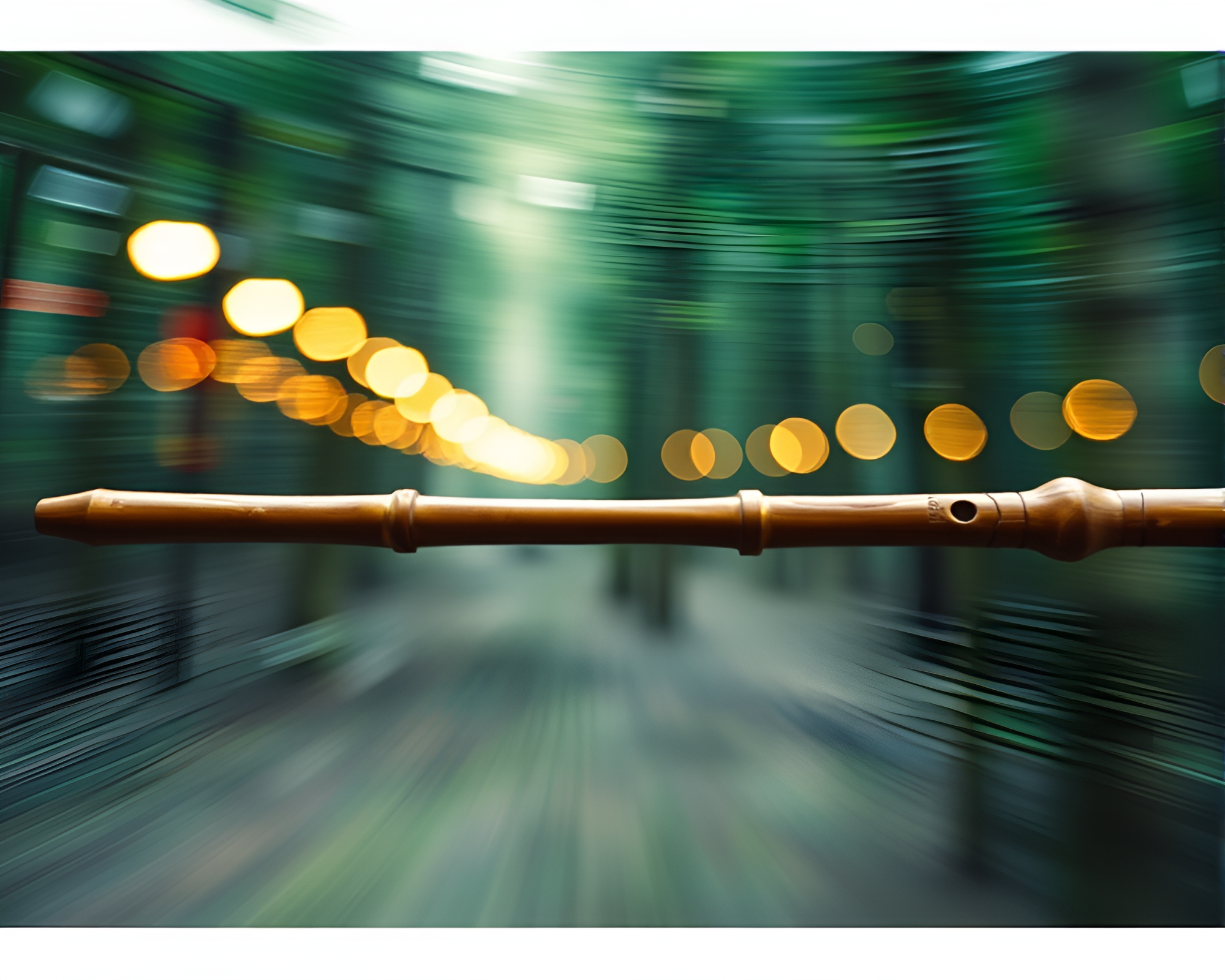 Ethereal Bamboo Flute Player in Motion Blur Harmony – free AI stock image